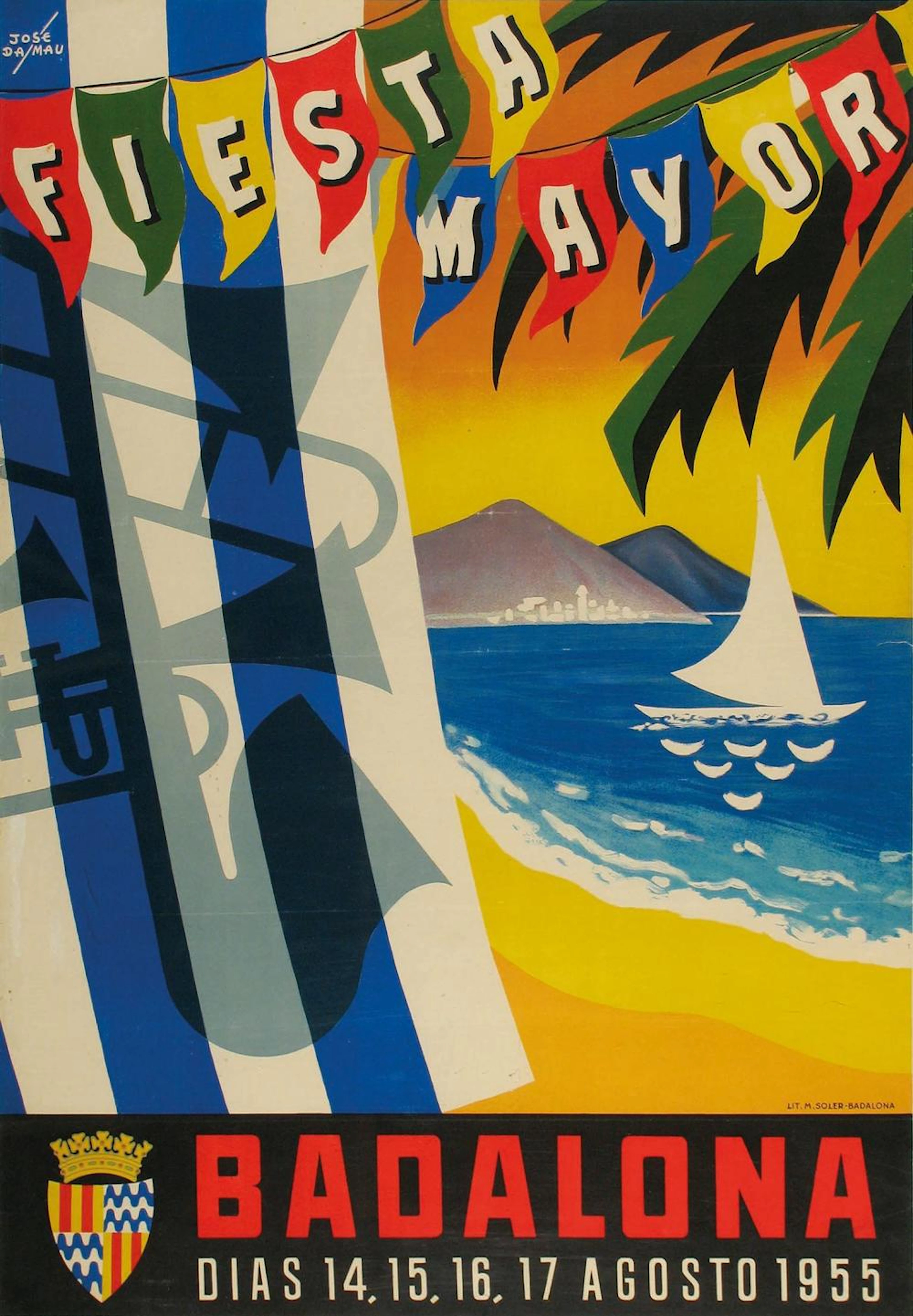 1955. CARTEL: DALMAU, J.: BADALONA, FIESTA MAYOR. ?