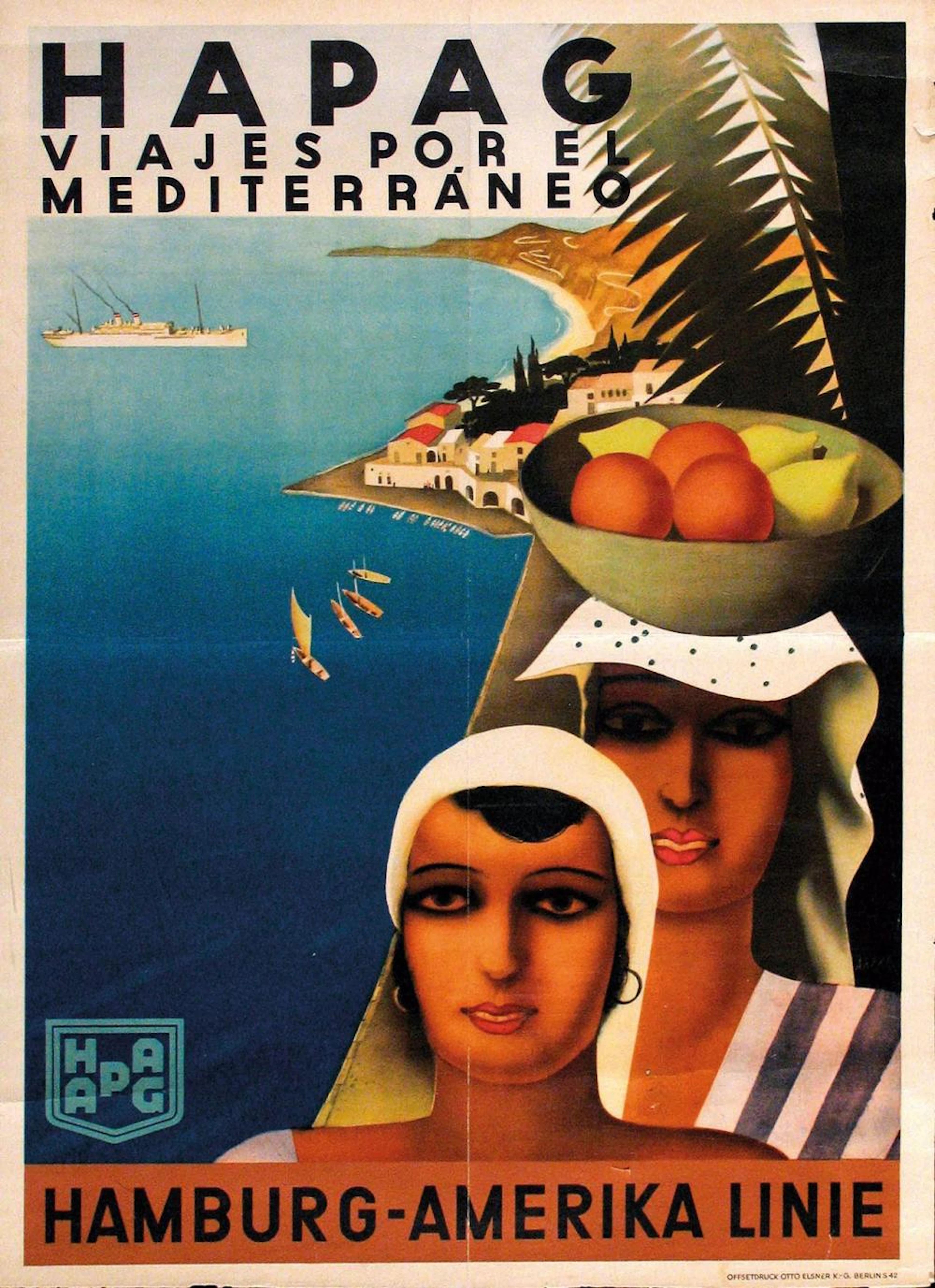 1930 ca. CARTEL: (BARCOS TRASATLÁNTICOS). HAPAG. V?