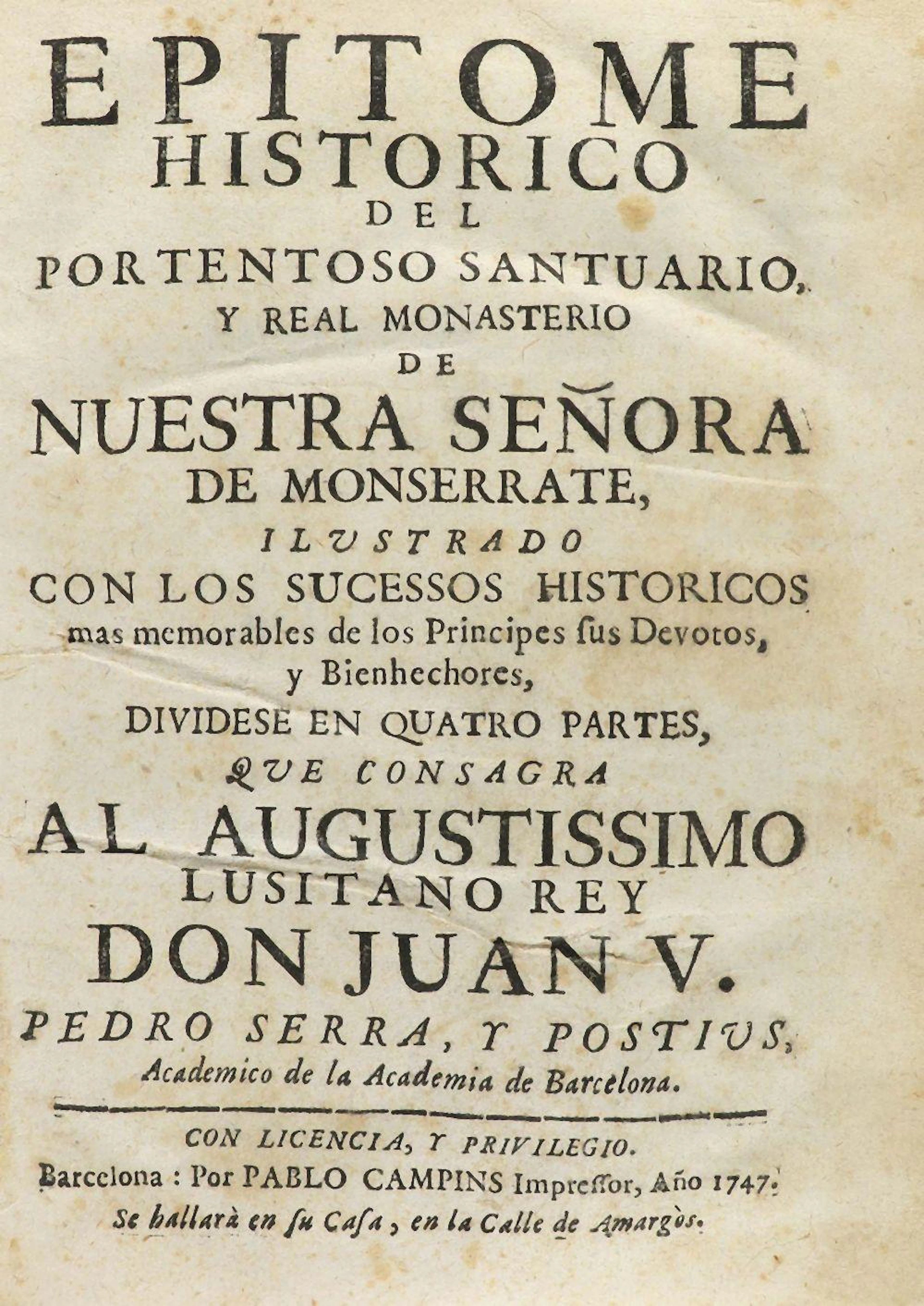 1747. LIBRO: (MONTSERRAT-HISTORIA)