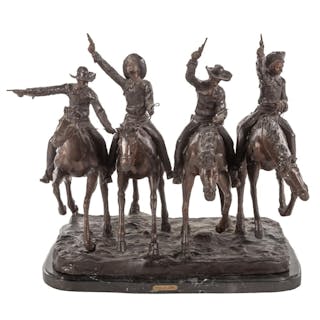 After Frederic Remington. "Coming Through the Rye," bronze sculpture