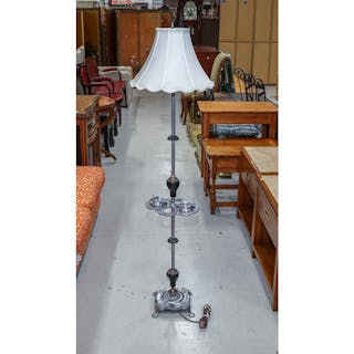 An Art Deco Style Cast Iron Floor Lamp Ash Stand