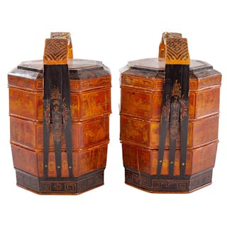 A Pair of Chinese Stacking Lacquer Containers