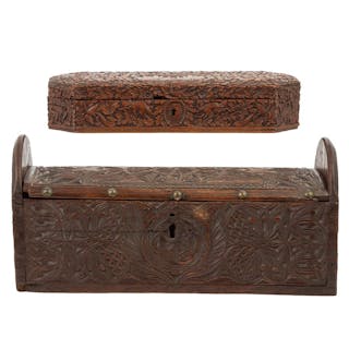 Dutch Carved Oak Box & Anglo-Indian Box