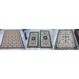 Four Modern Gros-Point or Chain Stitch Area Rugs