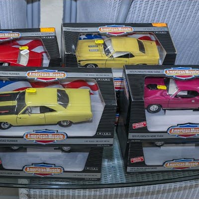 Eight "American Muscle" Die-Cast Cars
