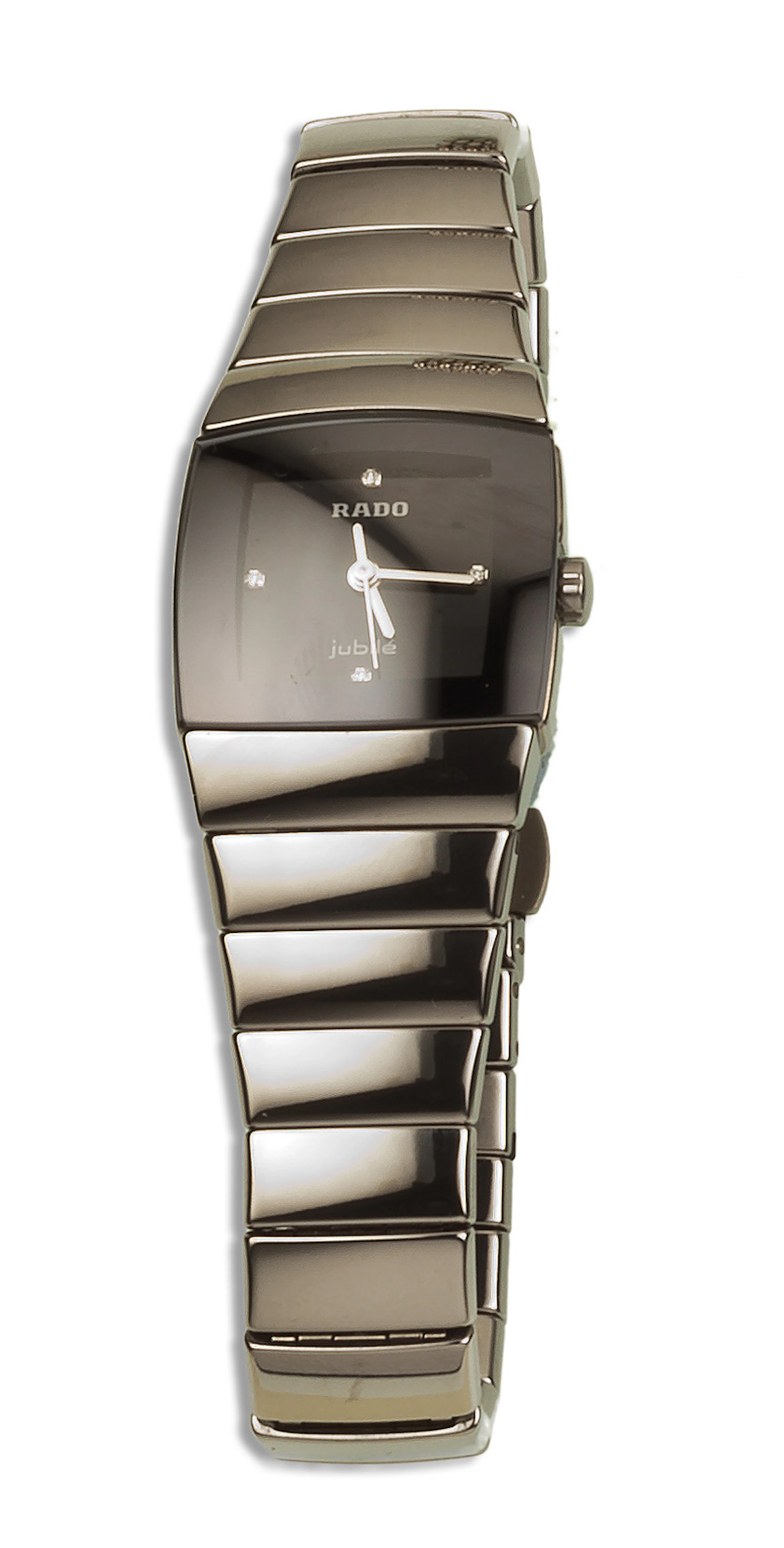 Reloj Rado cermica plateada modelo Sintra. Caja cuadrangular con esfera
