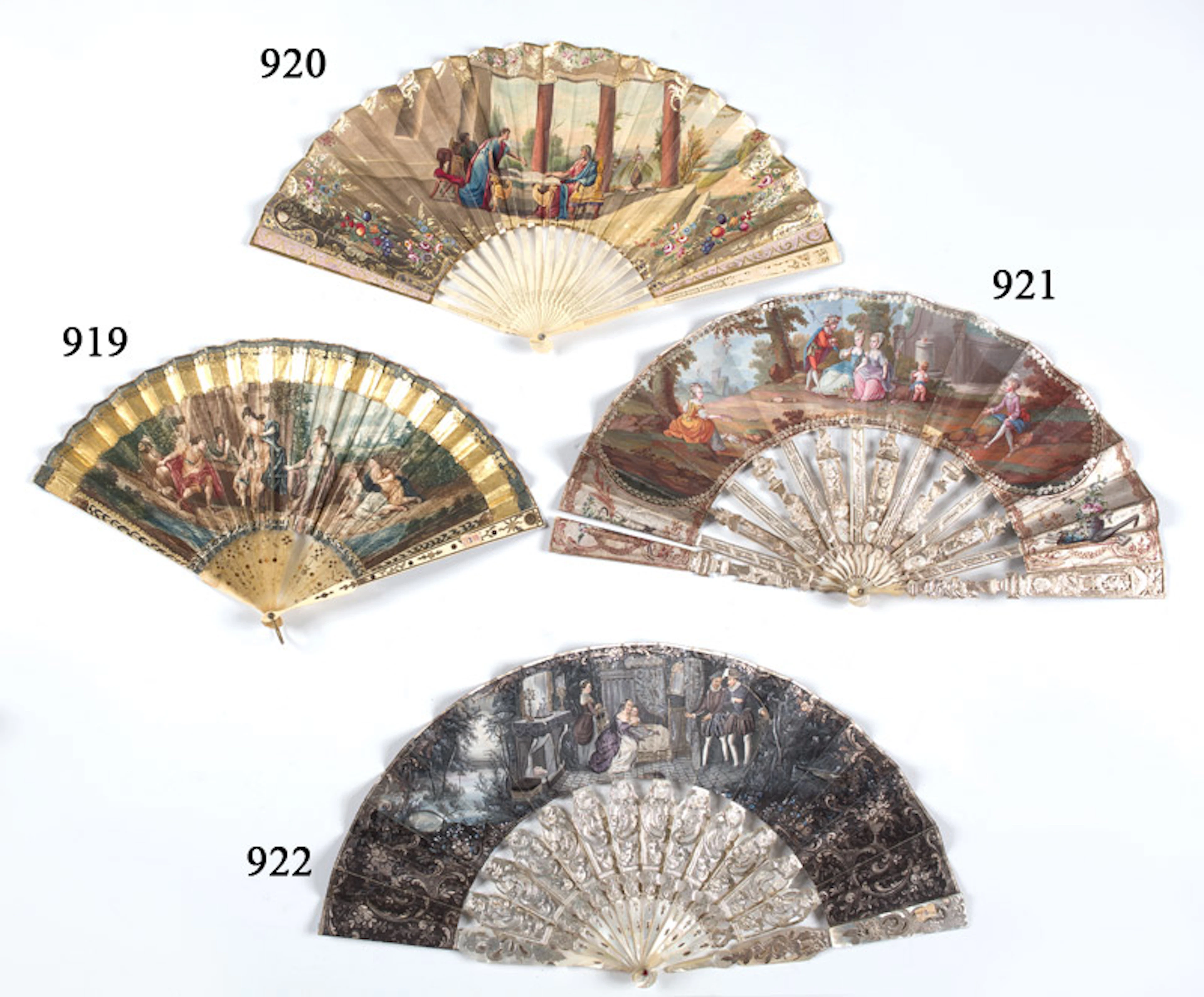 Francia, h. 1770-1780. Abanico Luis XVI, con pas de papel pintado