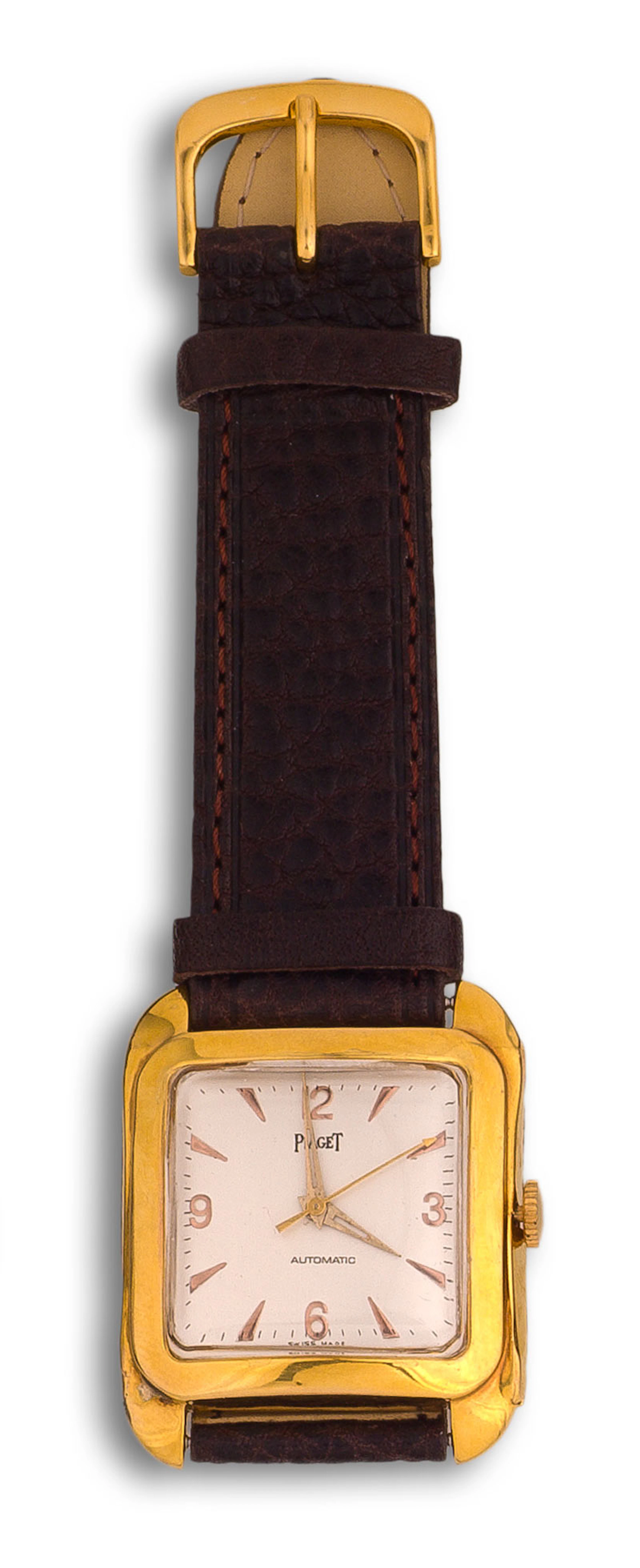 Reloj de pulsera Piaget vintage con caja cuadrangular en oro de 18K.