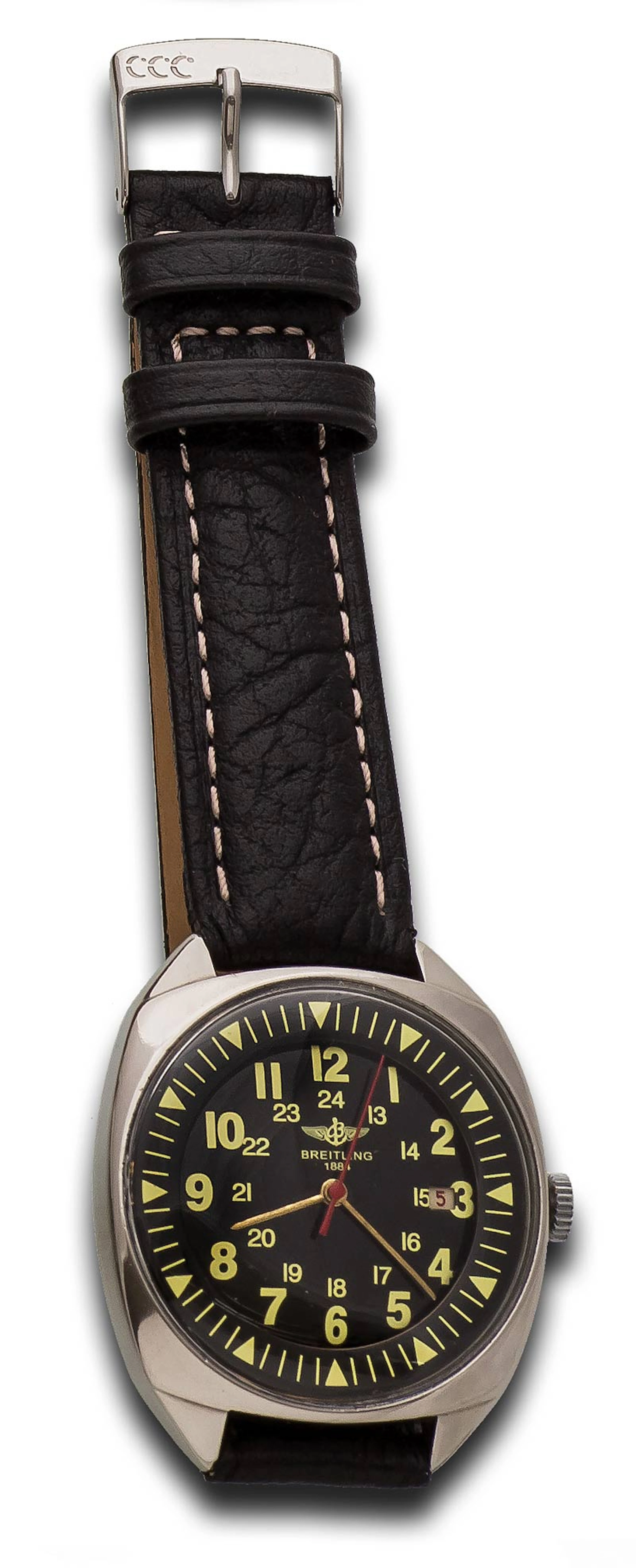 Reloj crongrafo BREITLING modelo Aviator en acero. Vintage.