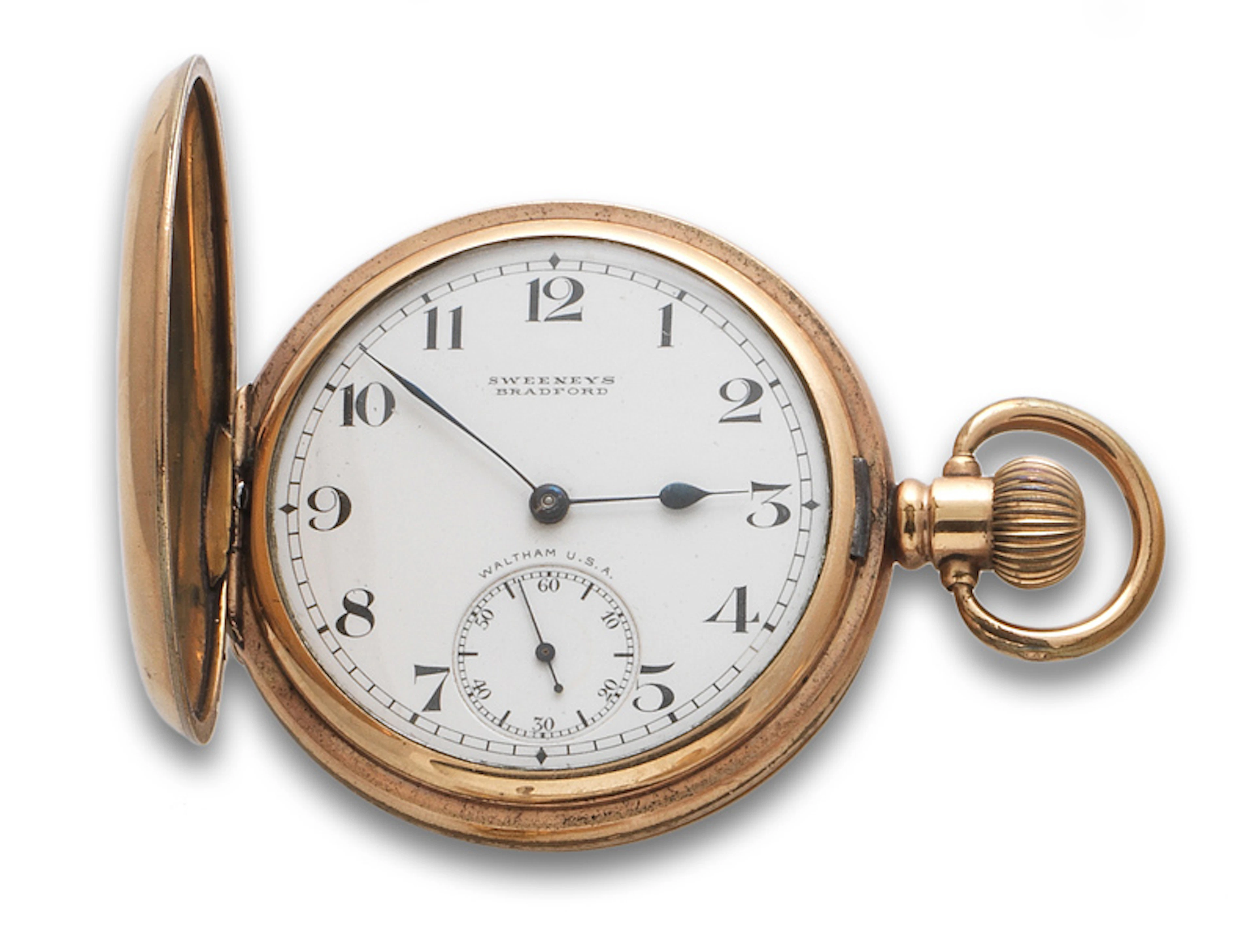 Reloj saboneta de bolsillo c.1920 ,en metal dorado SWEENEYS BRADFORD.