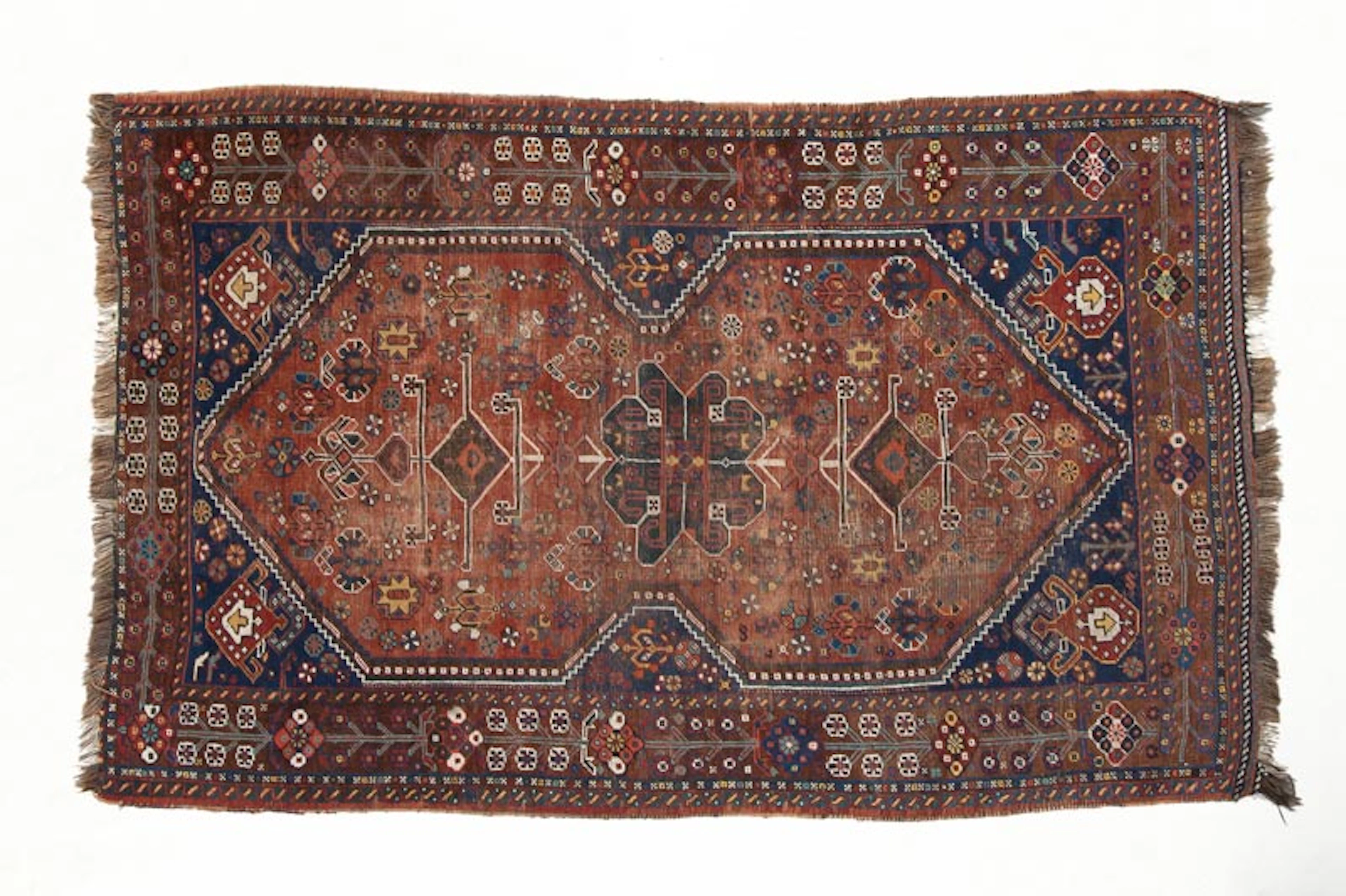 Antigua alfombra Shiraz Gashgai en lana. ltimo tercio del S. XIX.