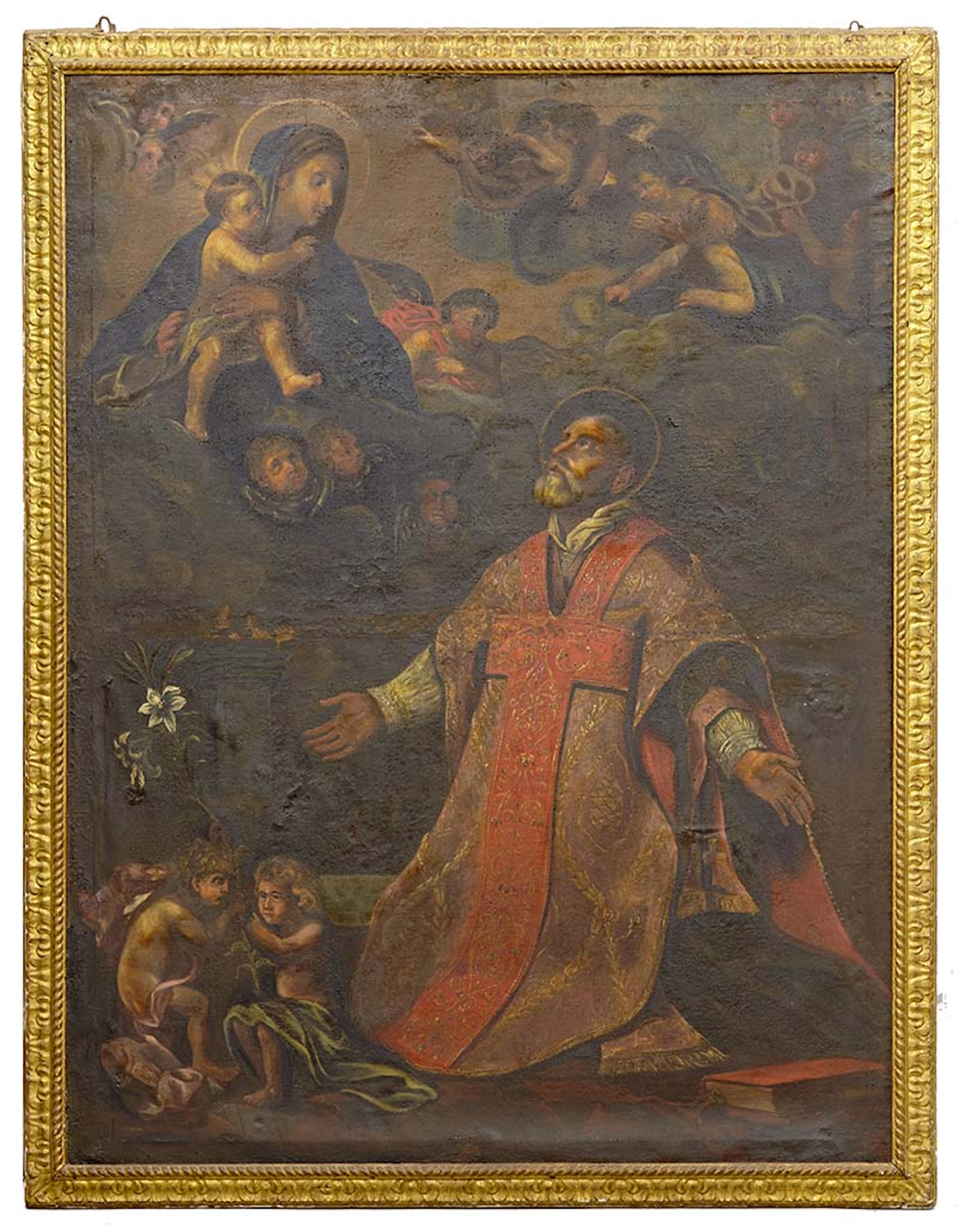 ESCUELA ITALIANA, SIGLO XVII Aparicin de la Virgen a San Felipe Neri.