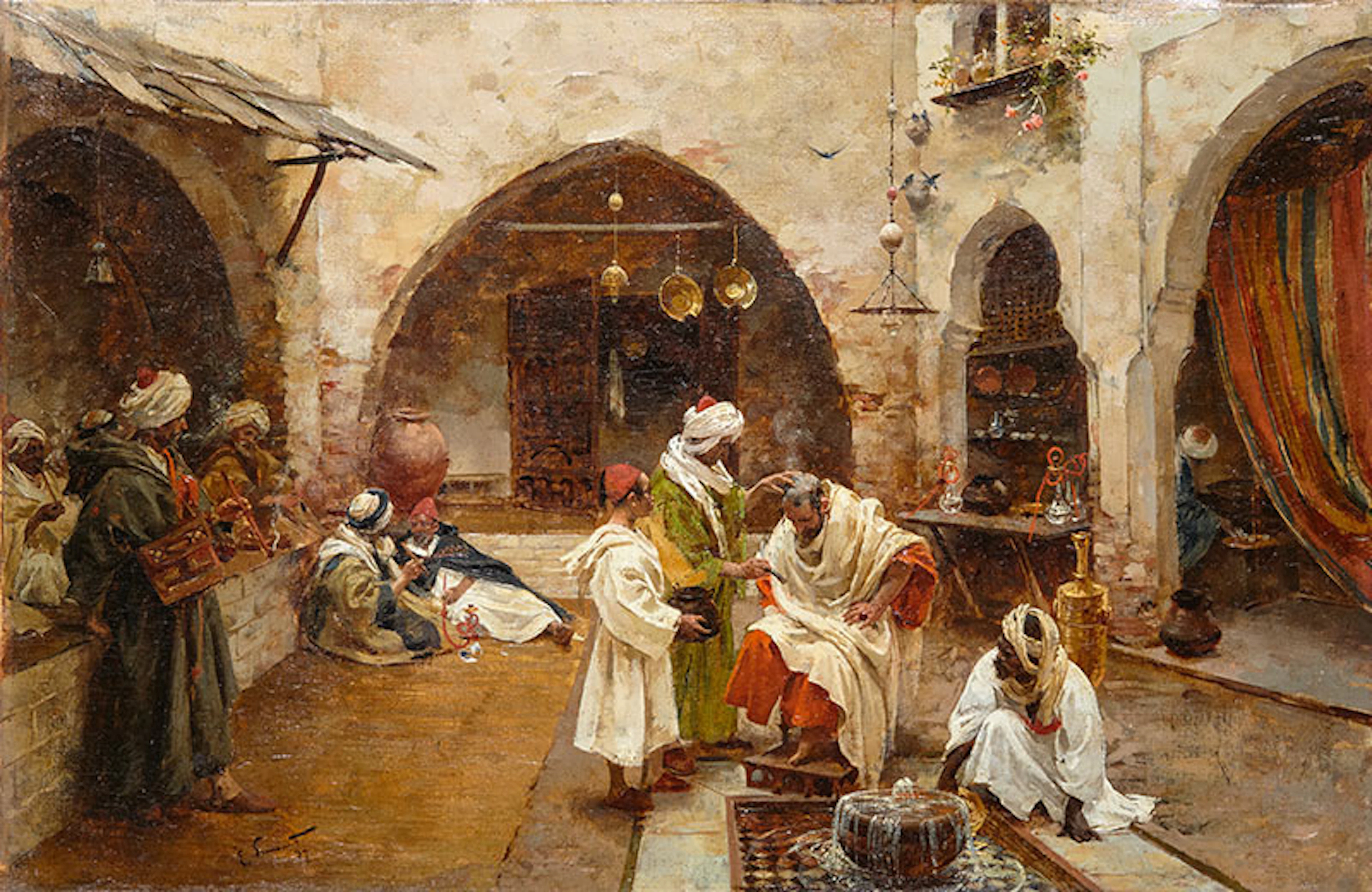 ENRIQUE SIMONET LOMBARDO (Valencia, 1866-Madrid, 1927) El barbero del zoco