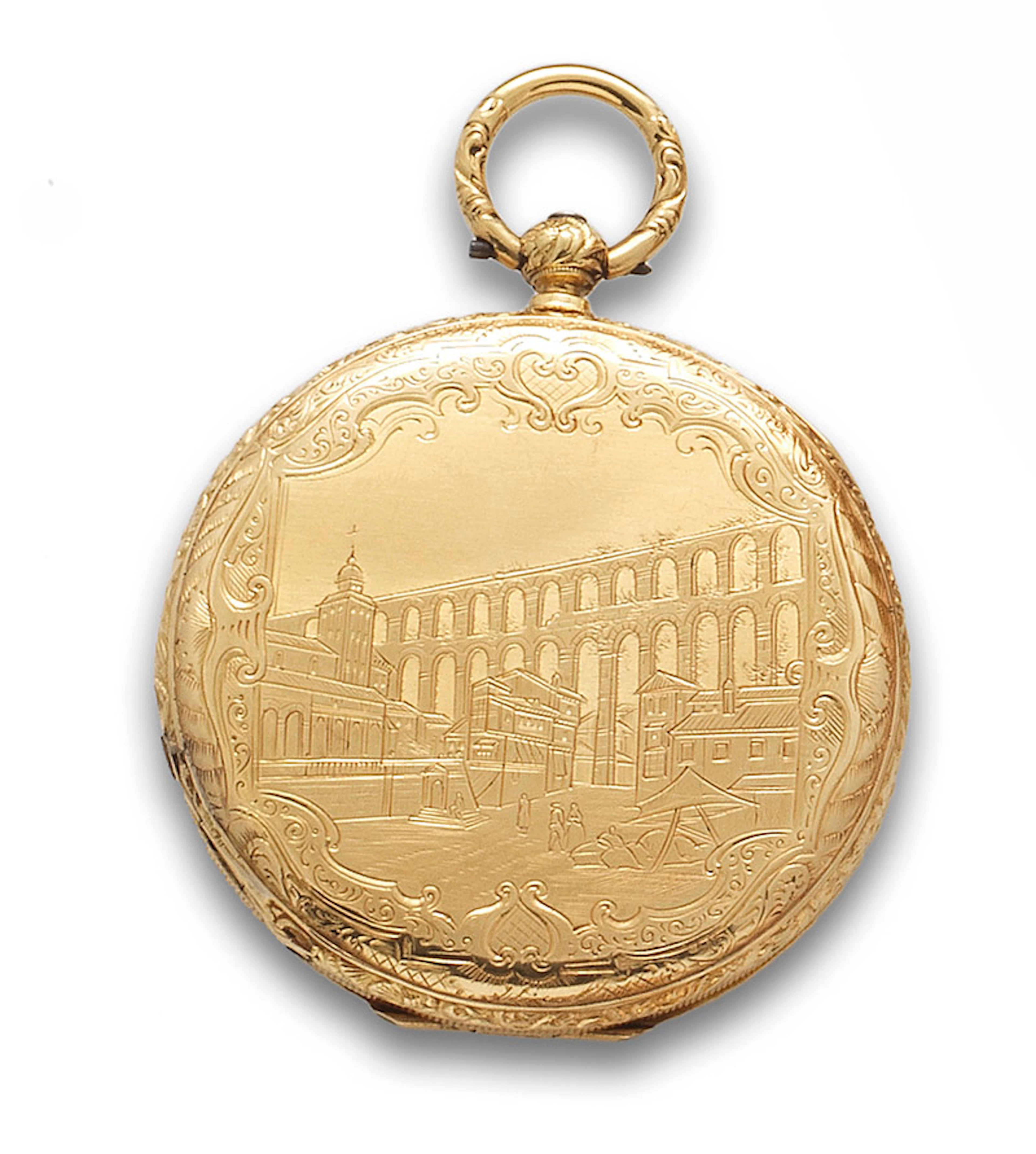 Reloj saboneta de bolsillo en oro de 18K. HENRY MAKEMER.Se acompaa de llave