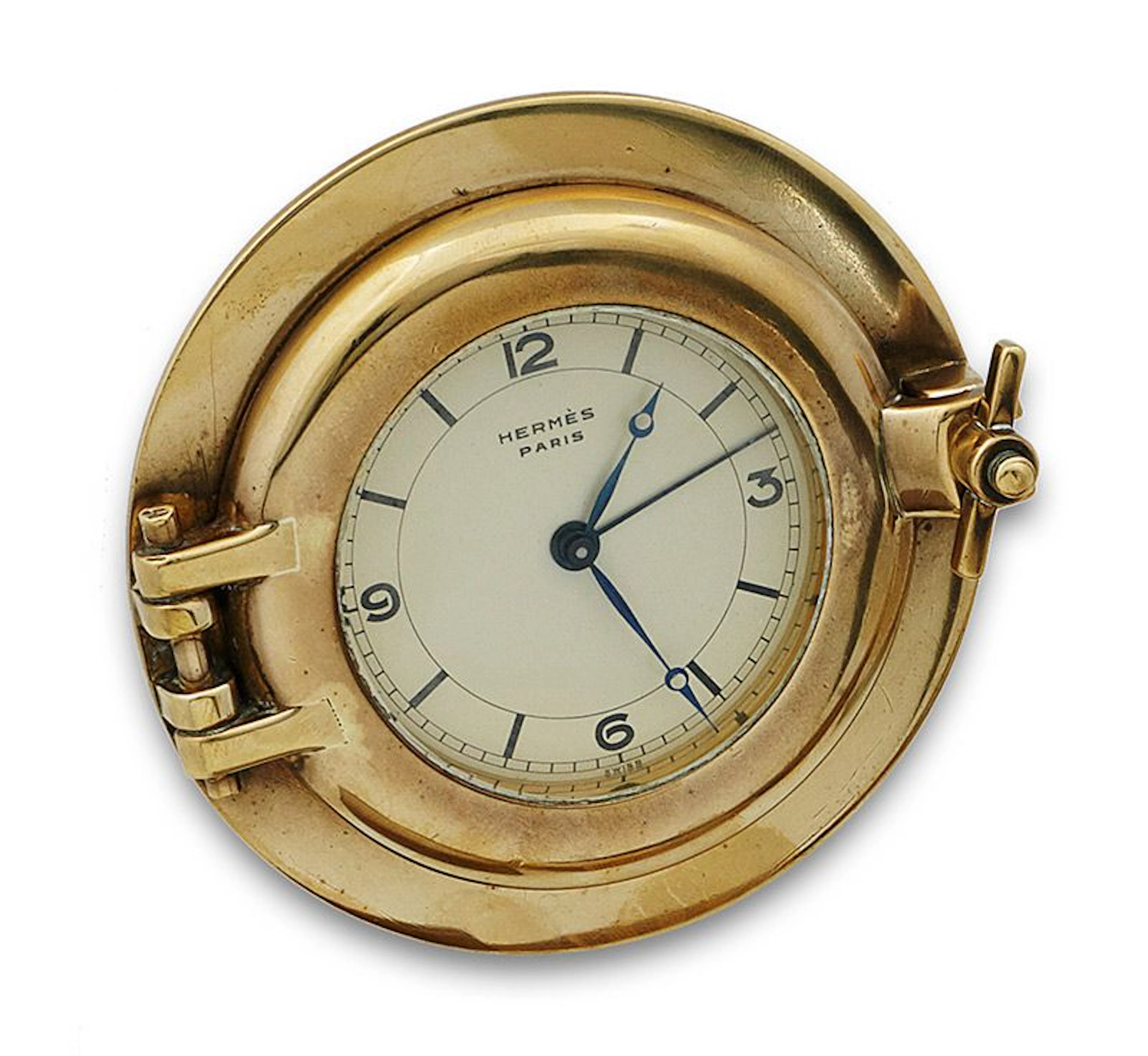 Reloj despertador HERMES de ffs aos 60 con cuerda para 8 das.