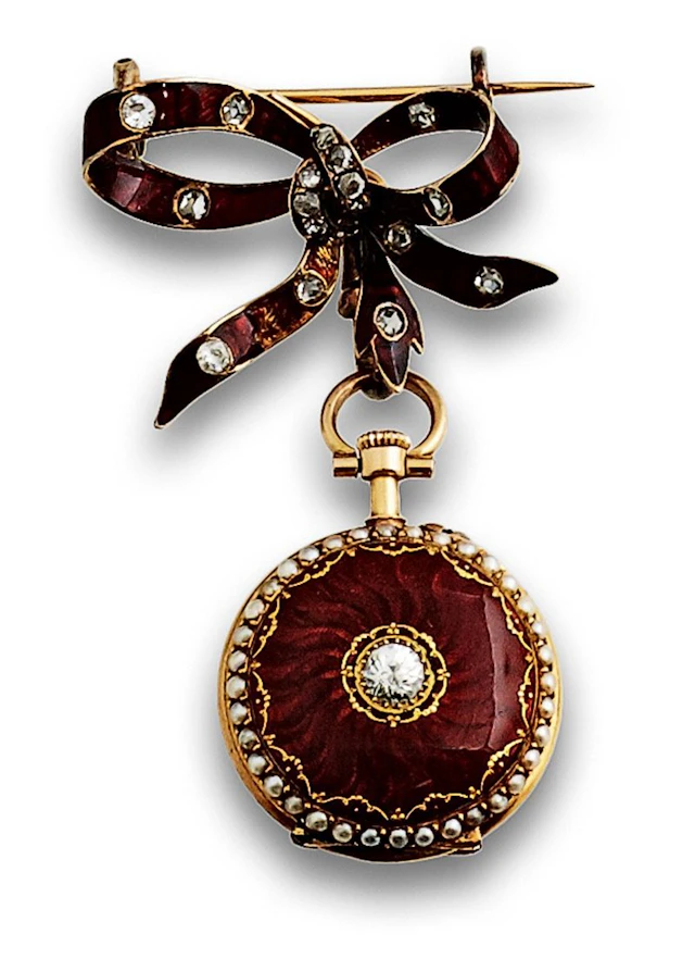 Reloj lepine joya de sra ffs s XIX ,en oro de 18K,esmalte y brillante;