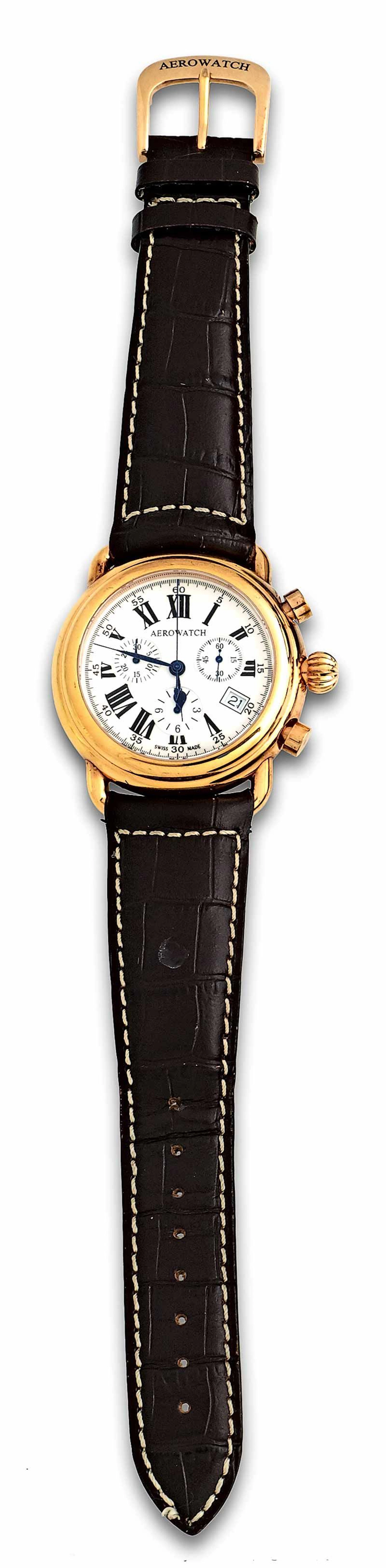 Reloj de pulsera AEROWATCH 1942 CHRONO QUARTZ . Acero y chapado en