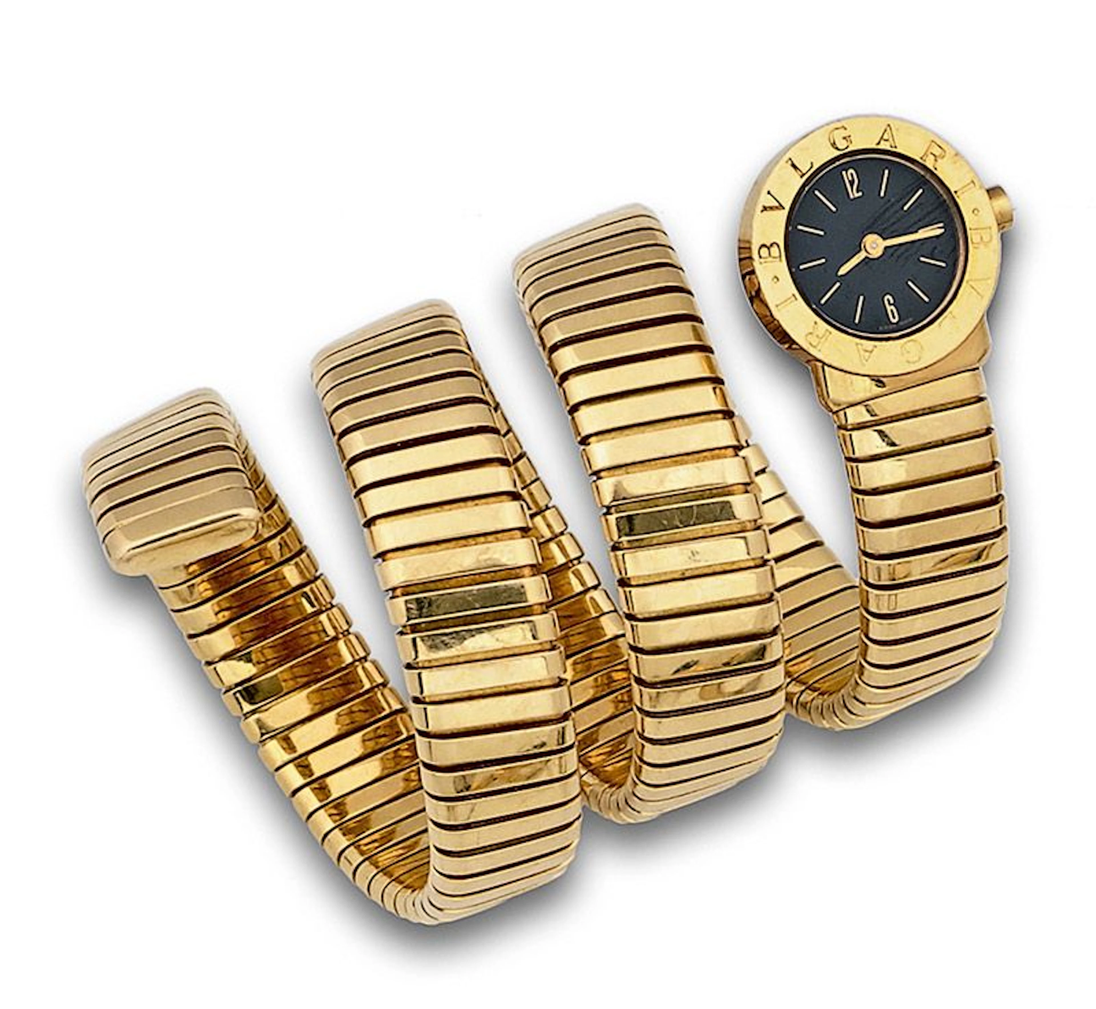 Reloj BVLGARI tubogas con brazalete serpiente de tres vueltas en oro