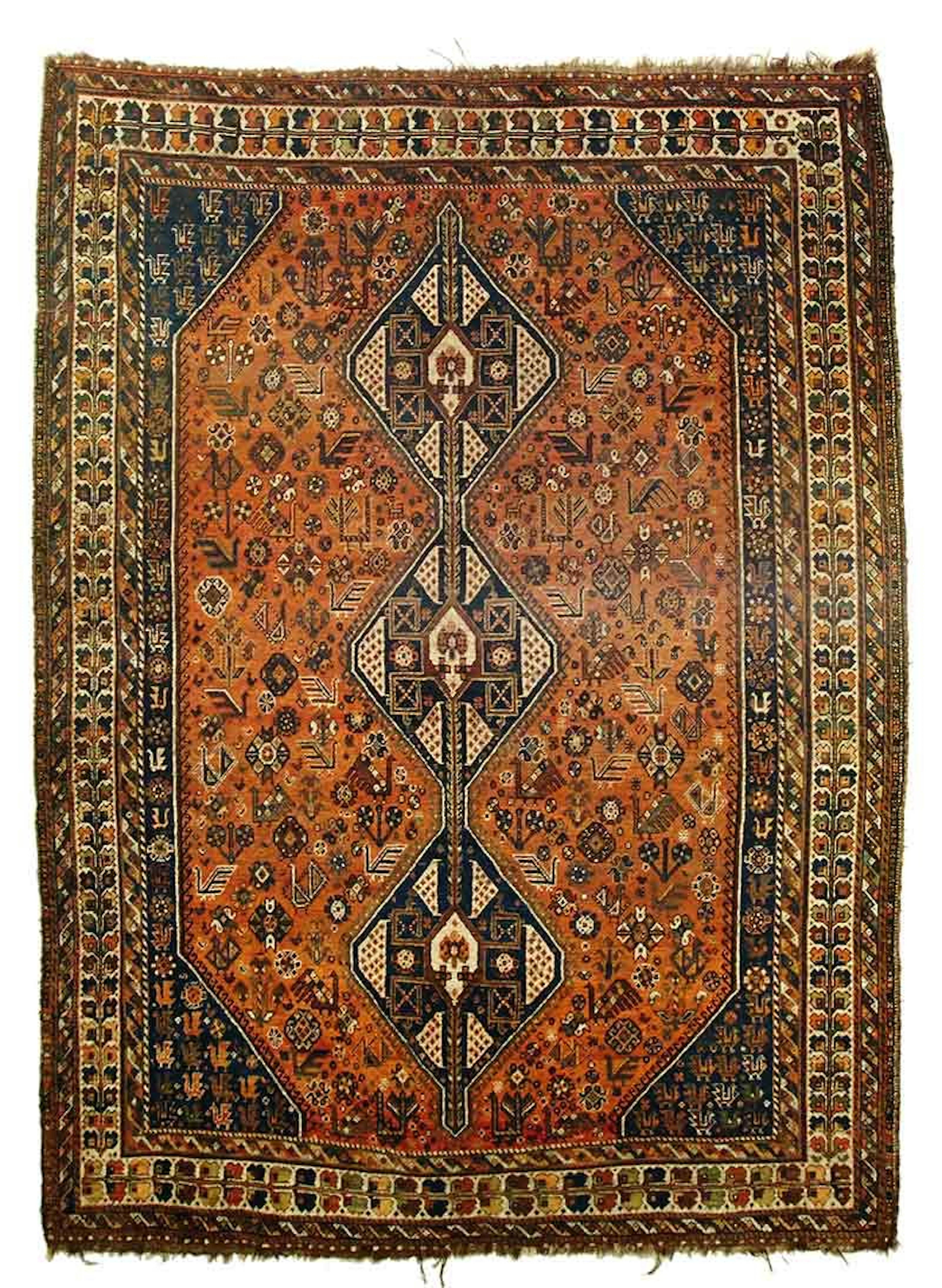Alfombra persa Shiraz en lana anudada a mano. ltimo tercio del S.