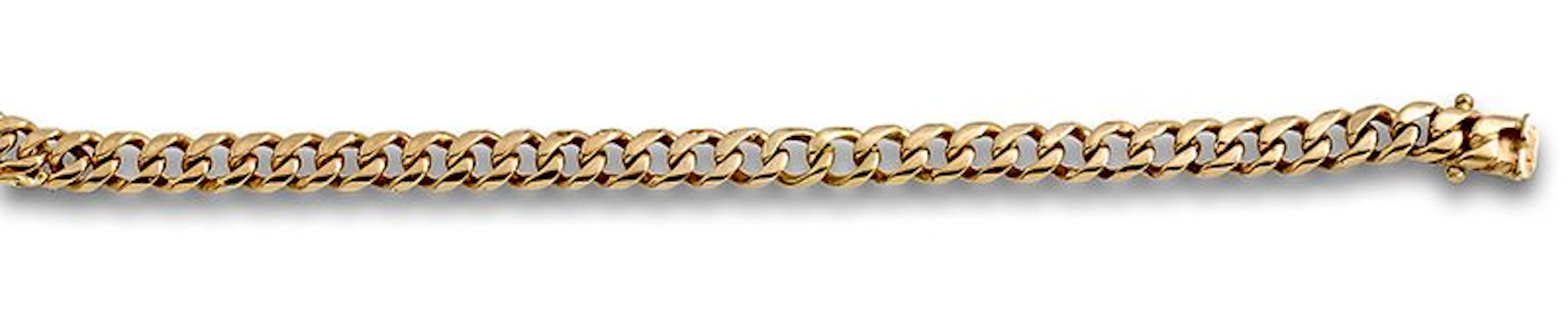 Pulsera de cadena de eslabn barbado macizo en oro de 18K.