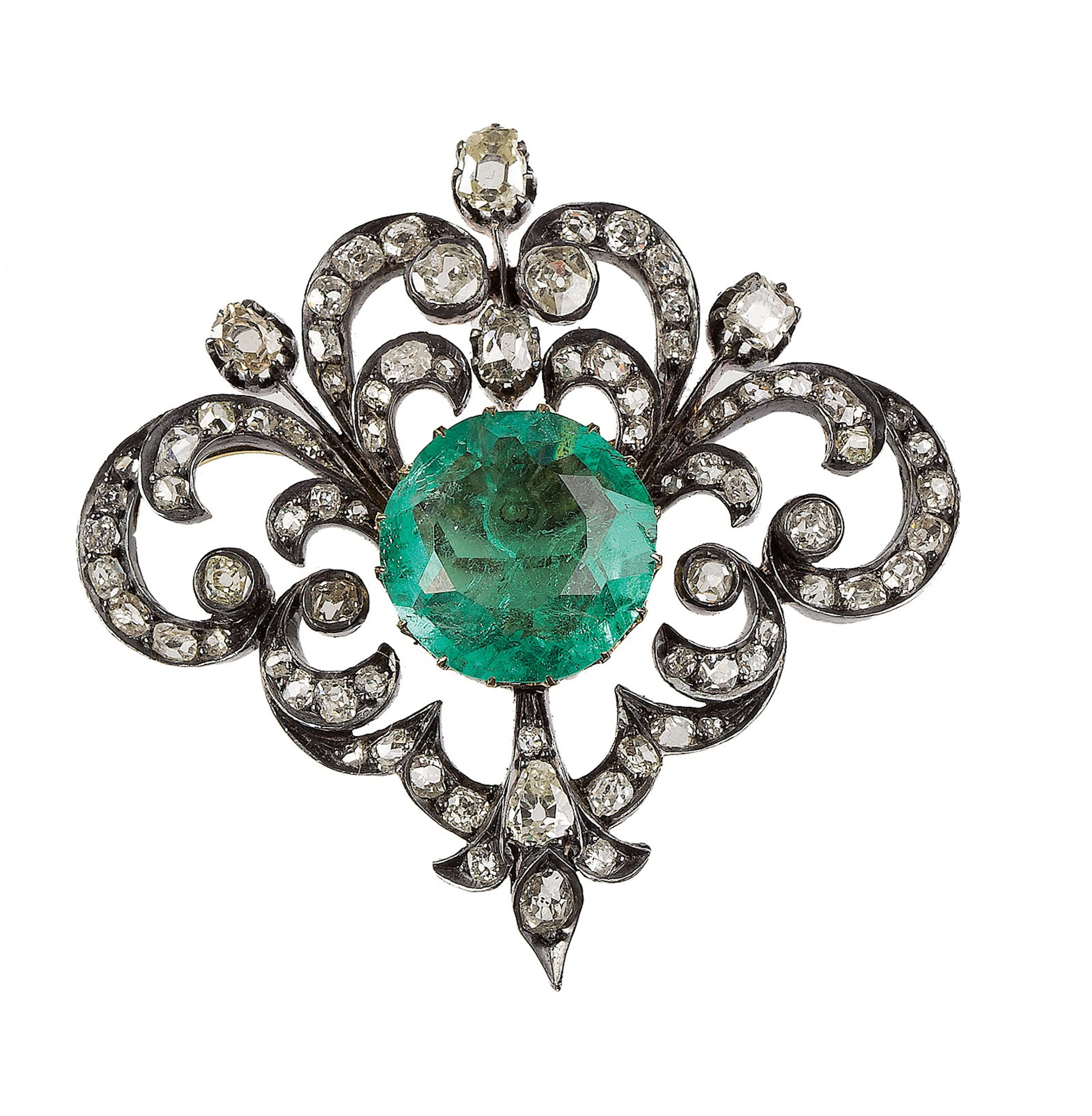 Broche c.1850 de brillantes de talla antigua