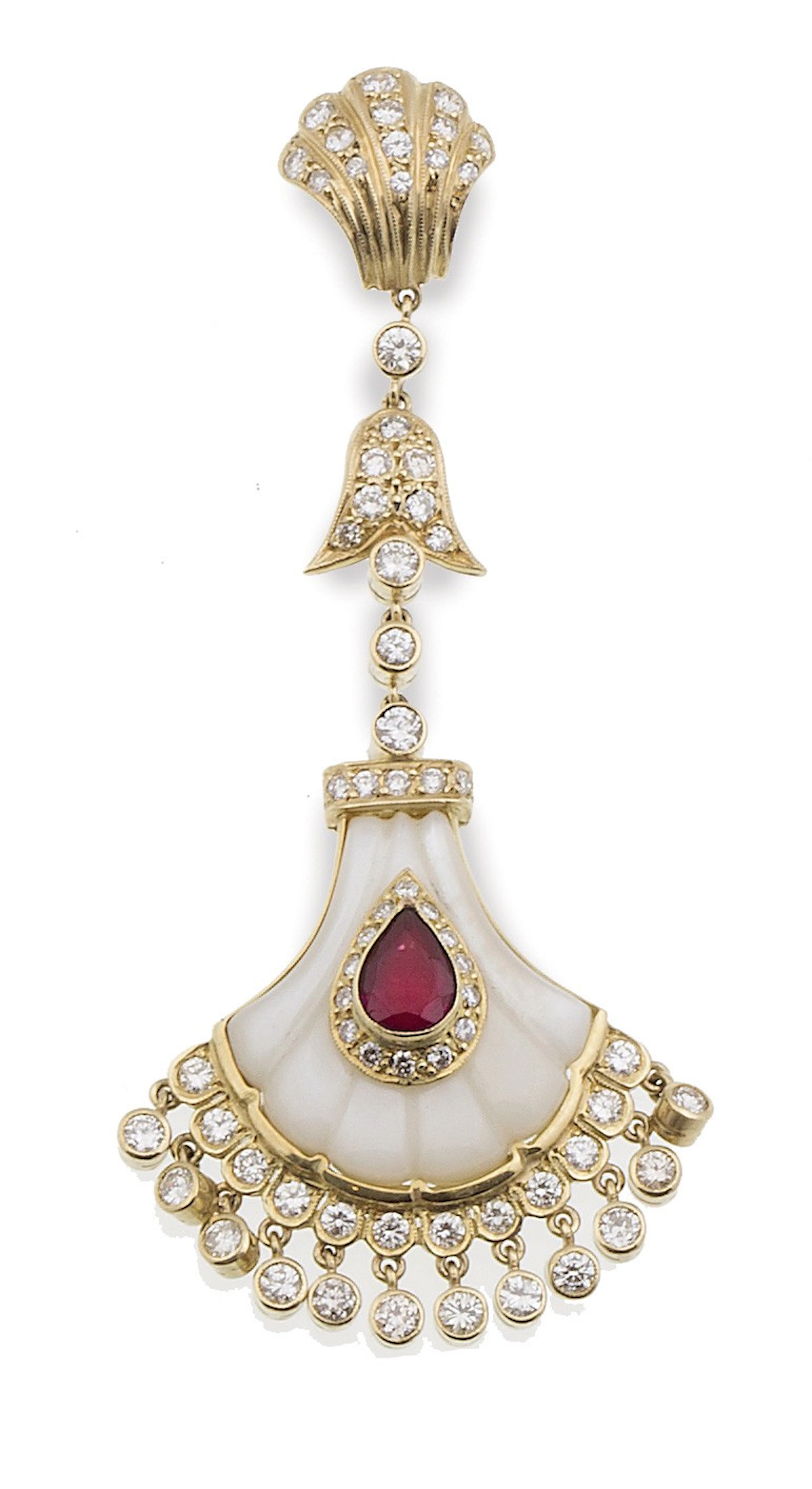 Colgante oriental con gran turquesa ovalada tallada con...