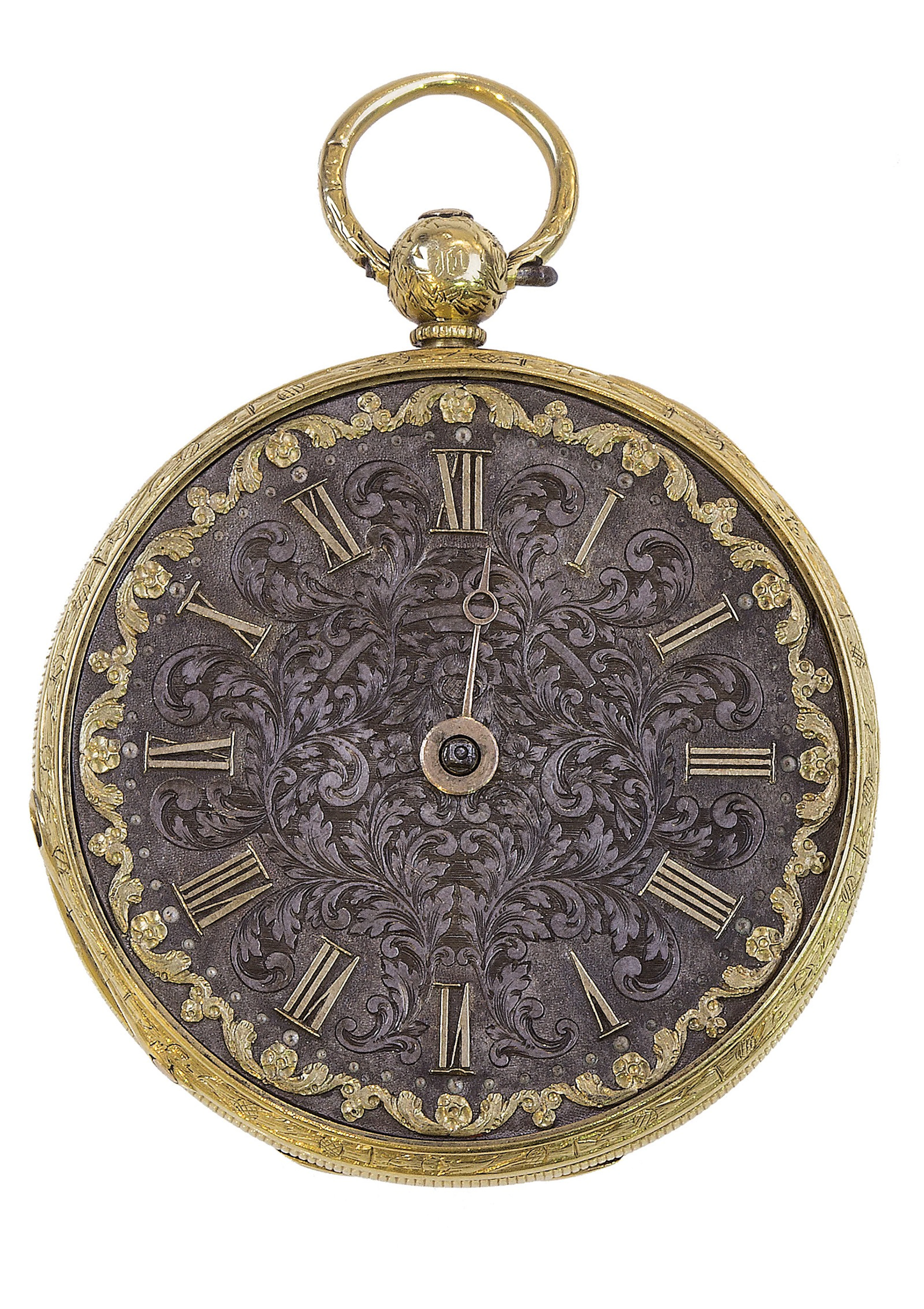 Reloj saboneta S. XIX en oro de 18K con leontina y moneda colgante. 7328 3509