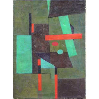 Egnel, Joy, olja, "Game I", a tergo daterad 1955 och signerad, 92 x 67 cm