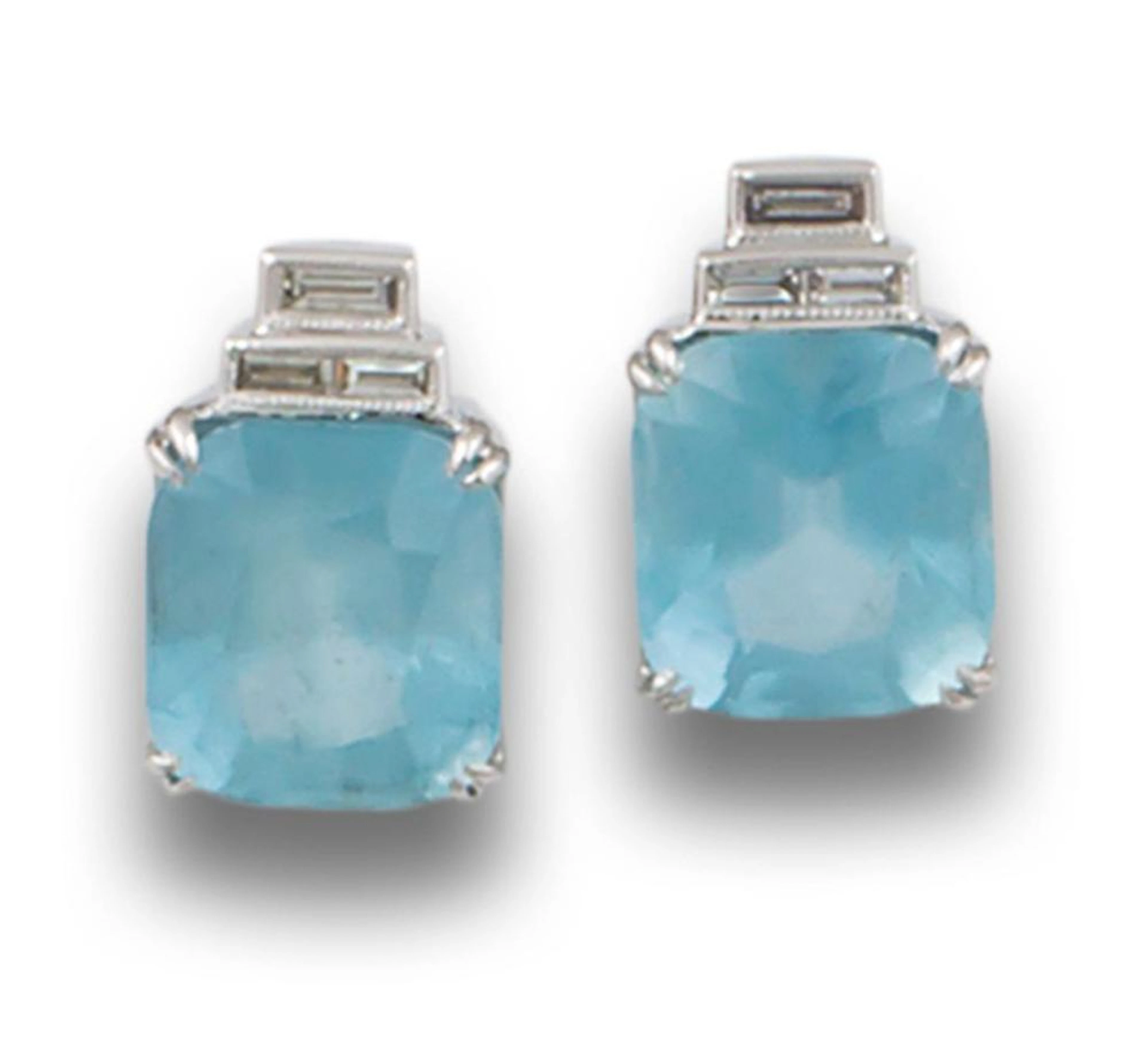 PENDIENTES PLATINO DIAMANTES MILK AGUAMARINA