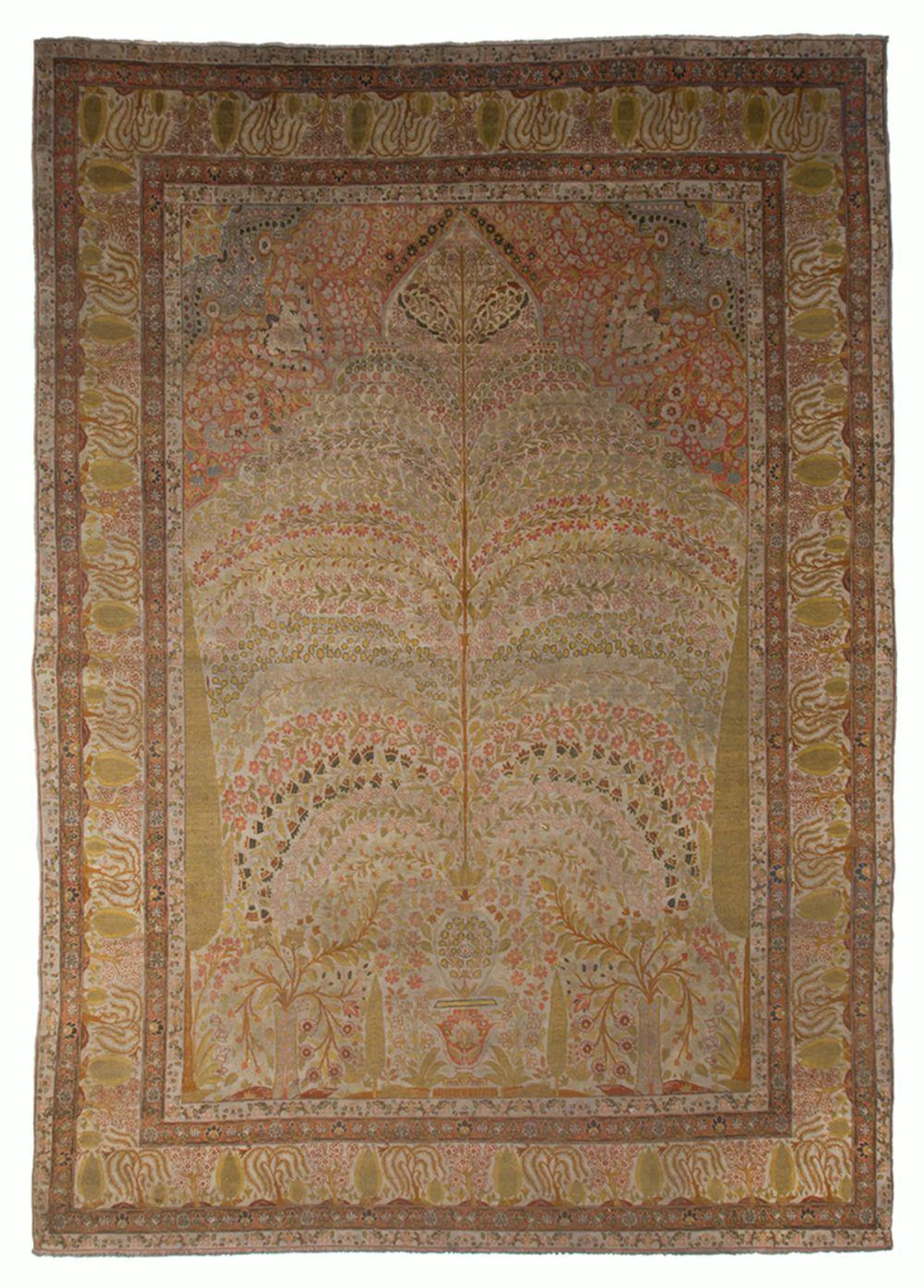 Alfombra Tabriz c. 1890 grande beige