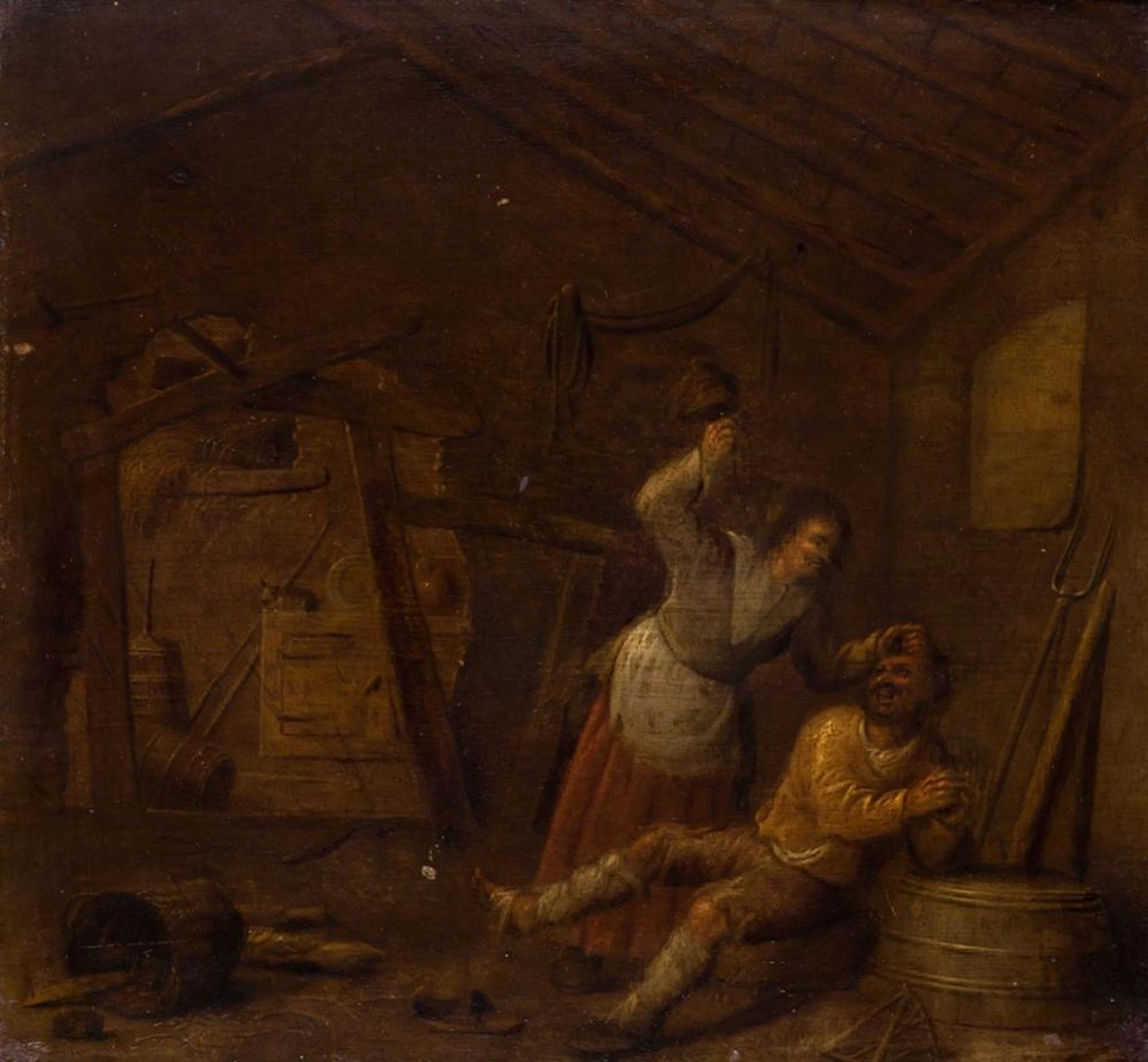 ESCUELA HOLANDESA "La pelea entre el campesino y su esposa"