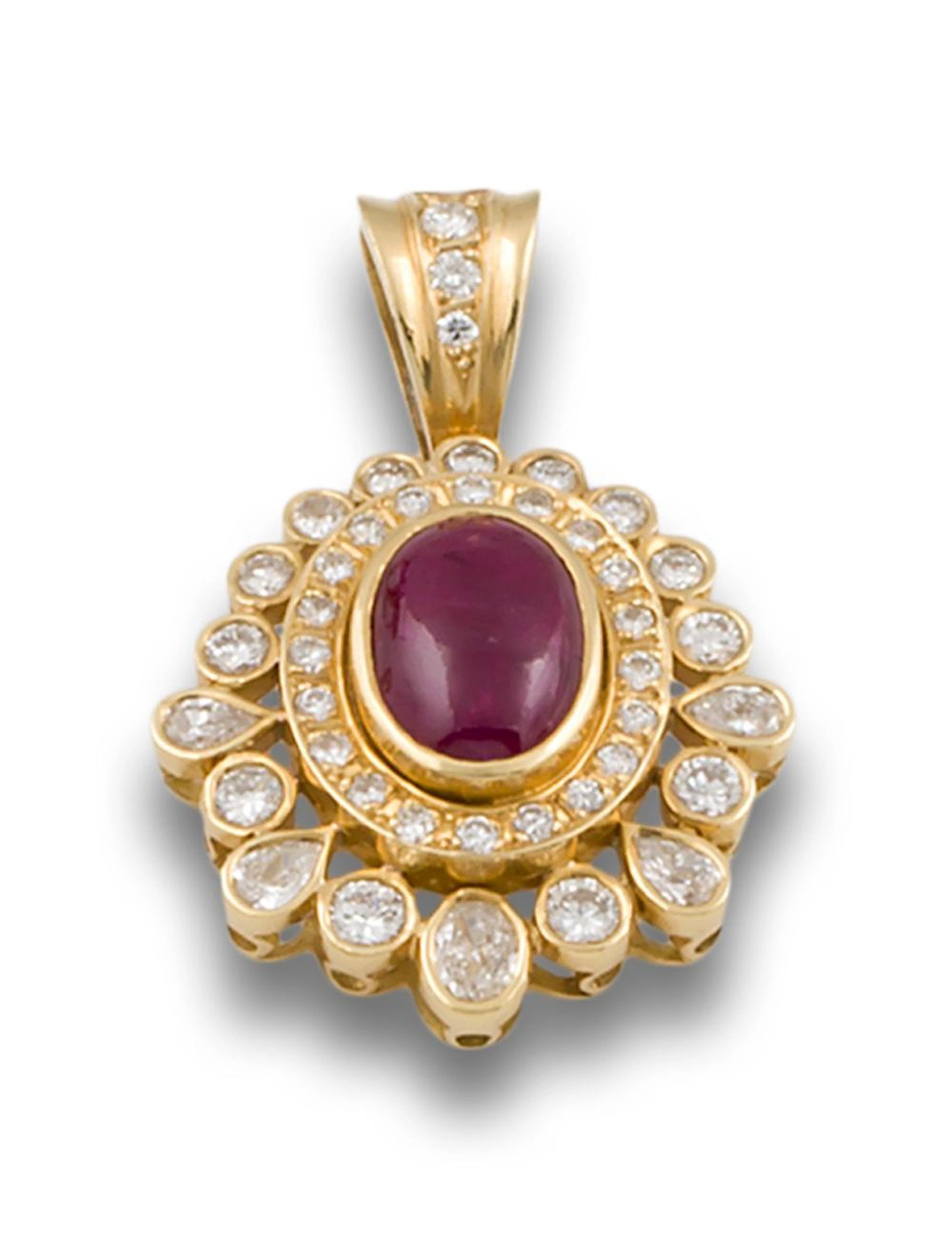 A RUBY AND DIAMOND PENDANT