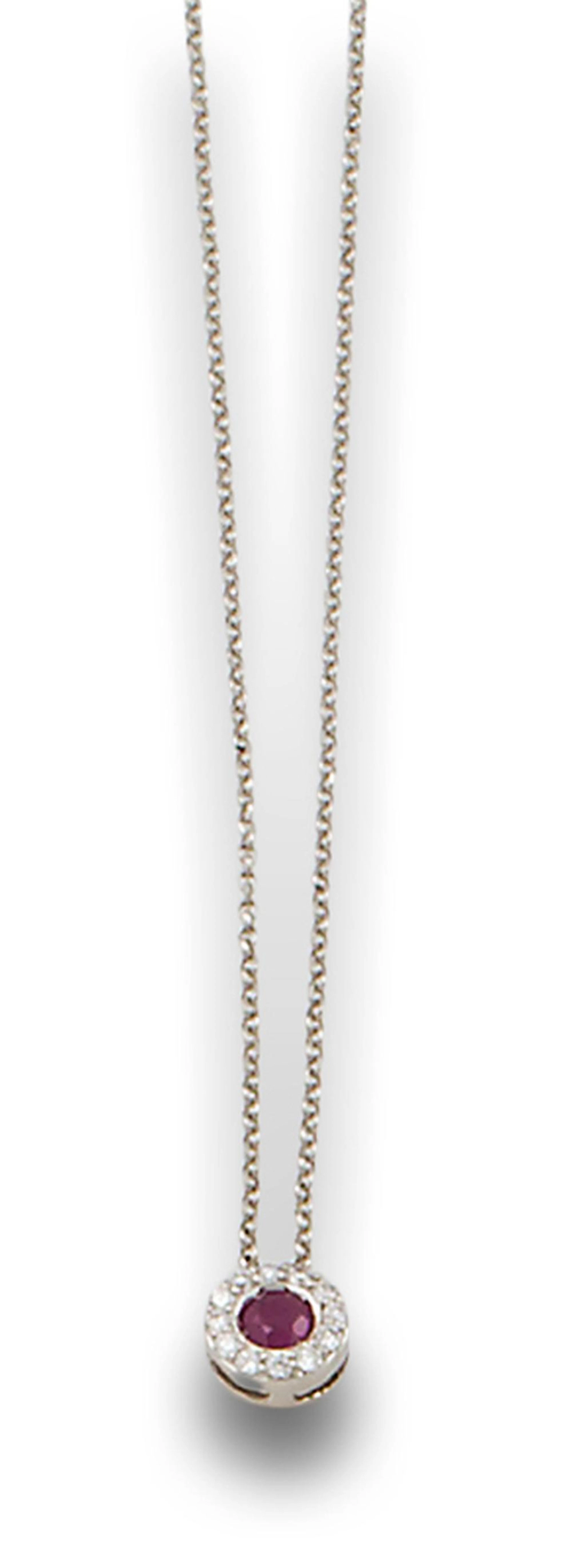A RUBY AND DIAMOND PENDANT NECKLACE
