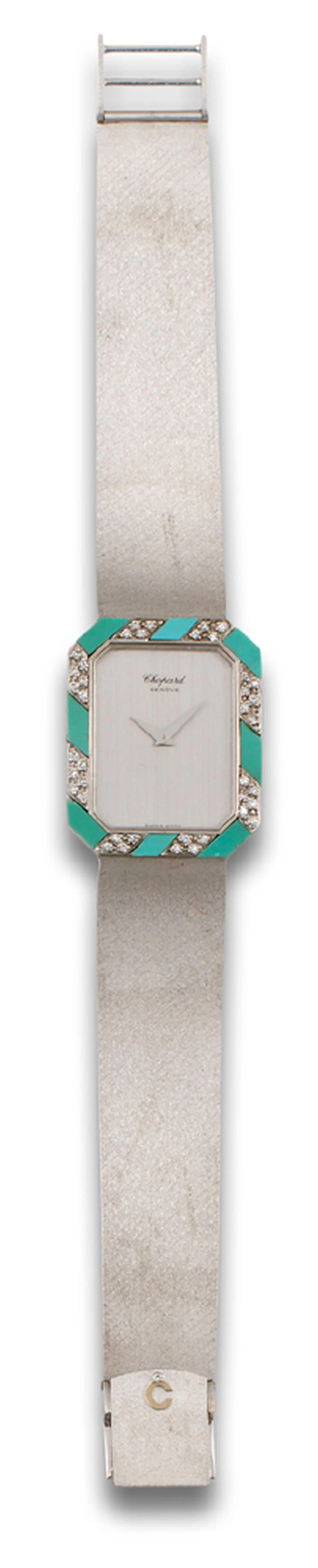 A LADY?S DIAMOND AND TURQUOISE WRISTWATCH, BY CHOPARD, CIRCA 1970