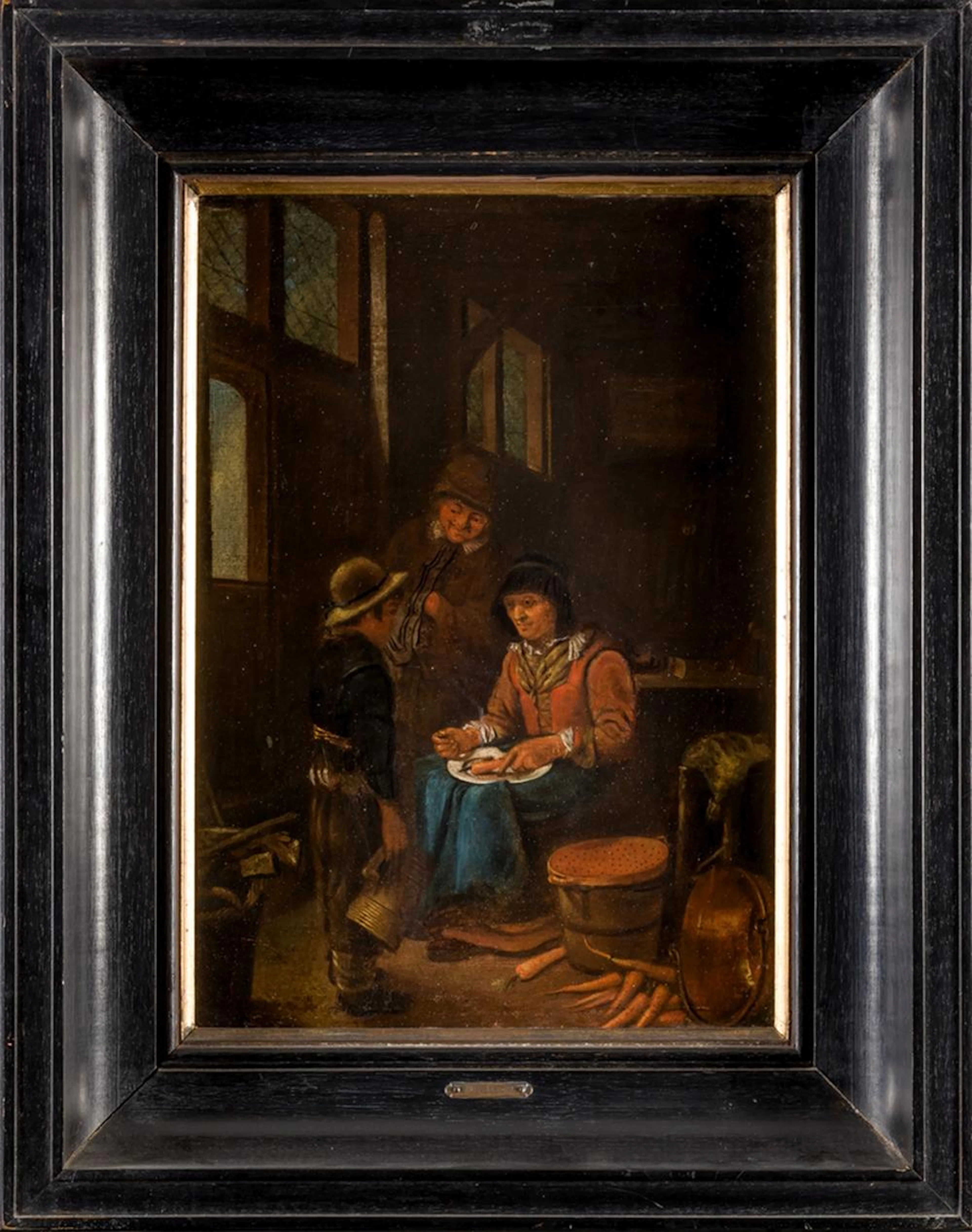 DUTCH SCHOOL "Escena de interior". Oil on board.