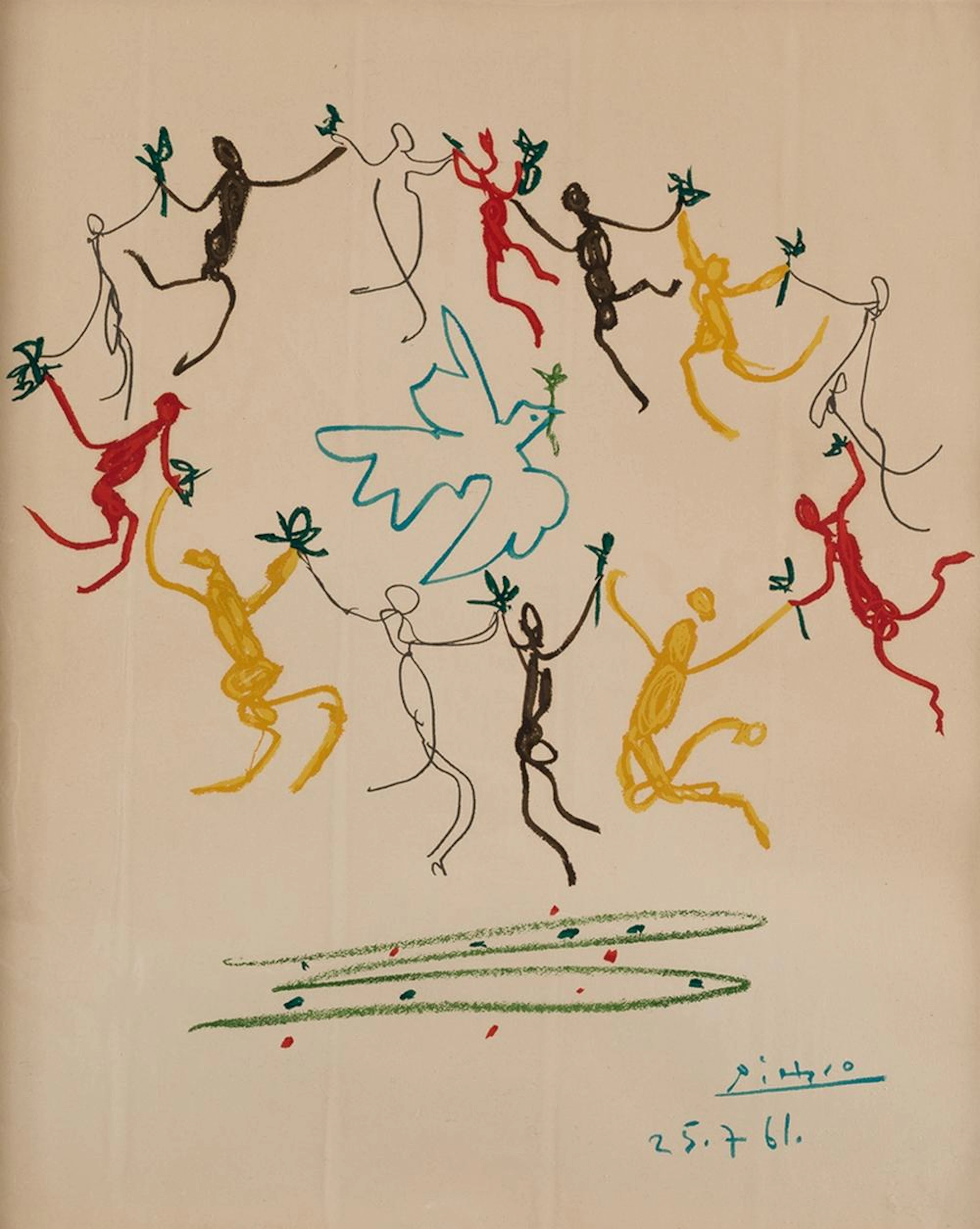 PABLO RUIZ PICASSO "Ronda de la amistad". Lithograph on paper.