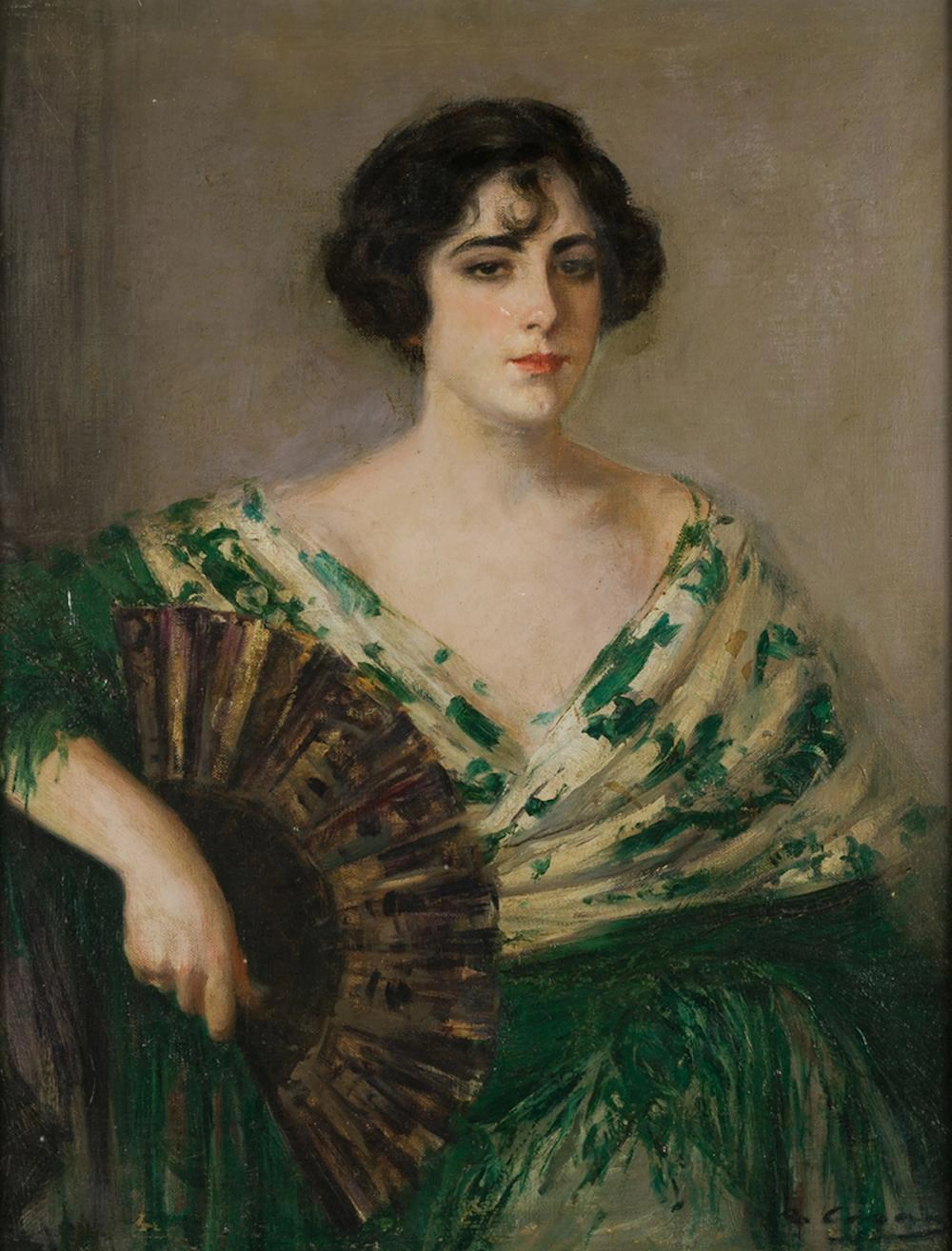 RAMÓN CASAS AND CARBO "Manola (amb ventall)", c.1915. Oil on canvas.