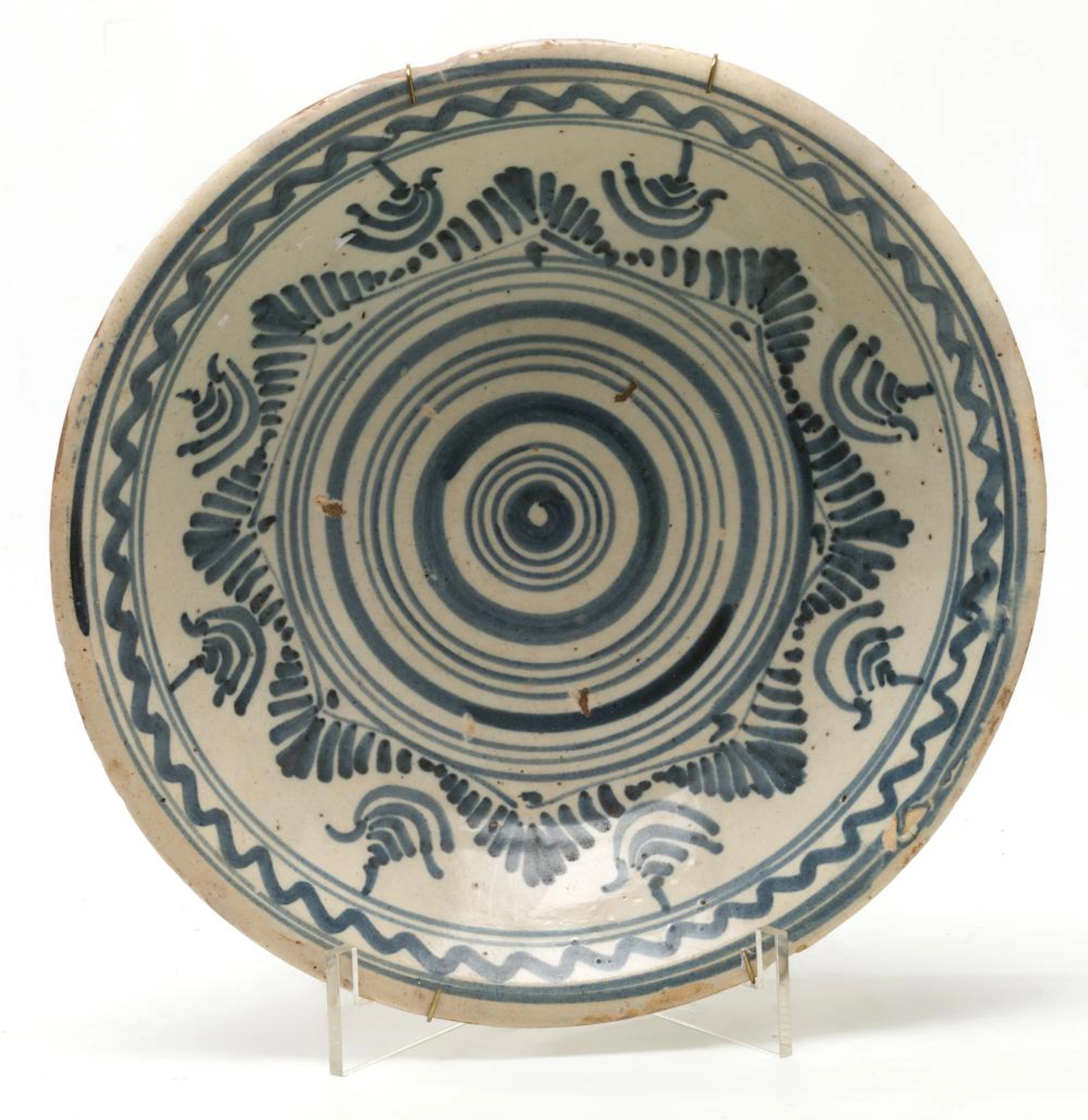 Plato cerámica Talavera XIX Azul circulos