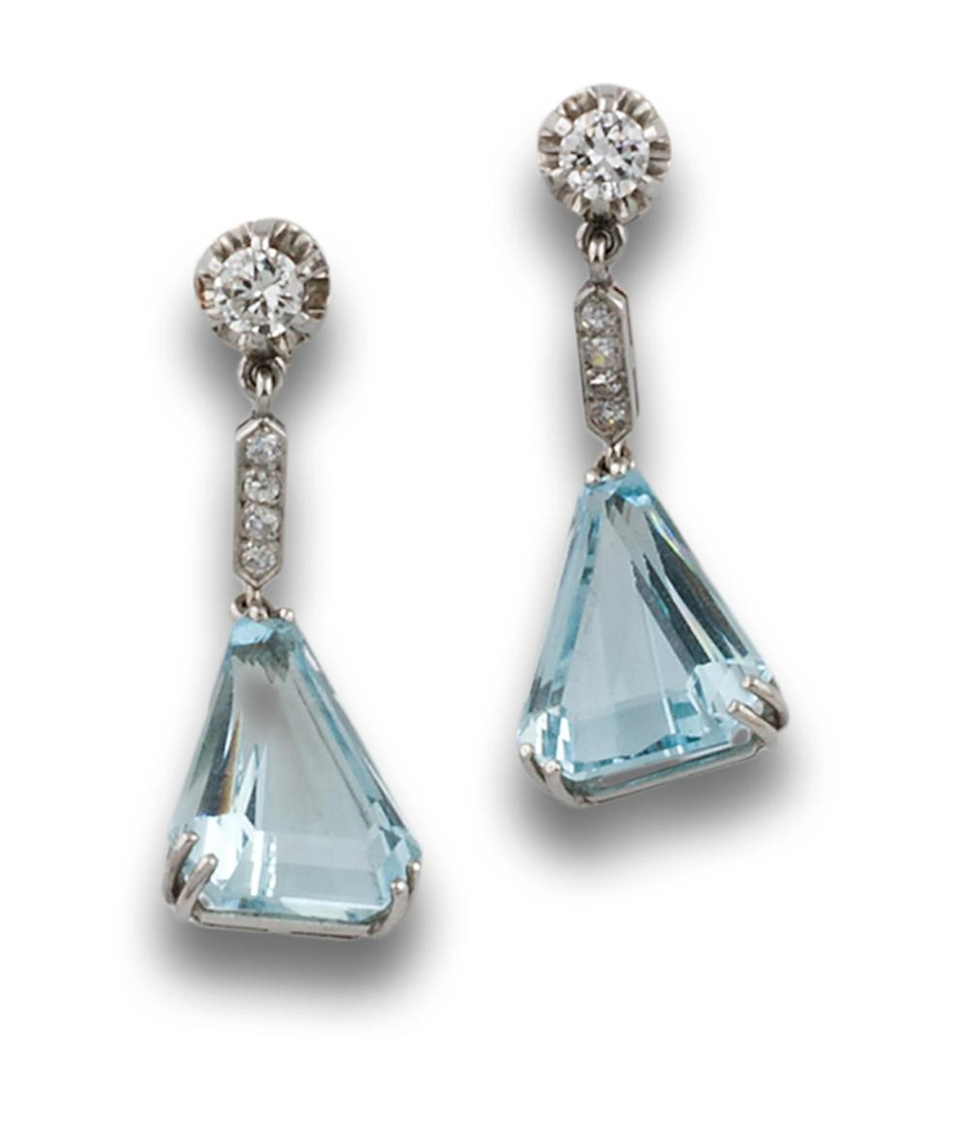 PENDIENTES LARGOS DIAMANTES AGUAMARINAS