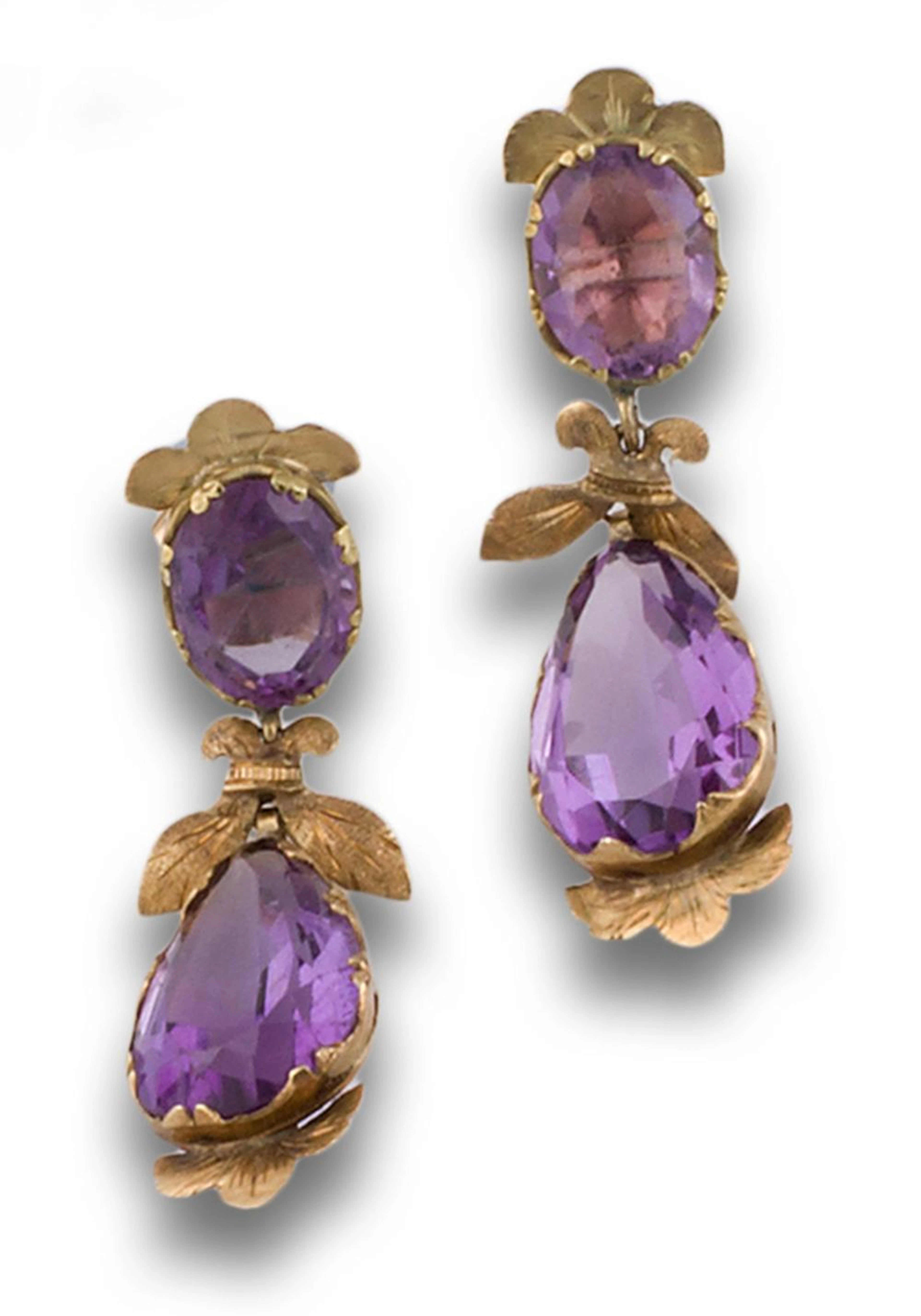 PENDIENTES CIRCA 1850 AMATISTAS