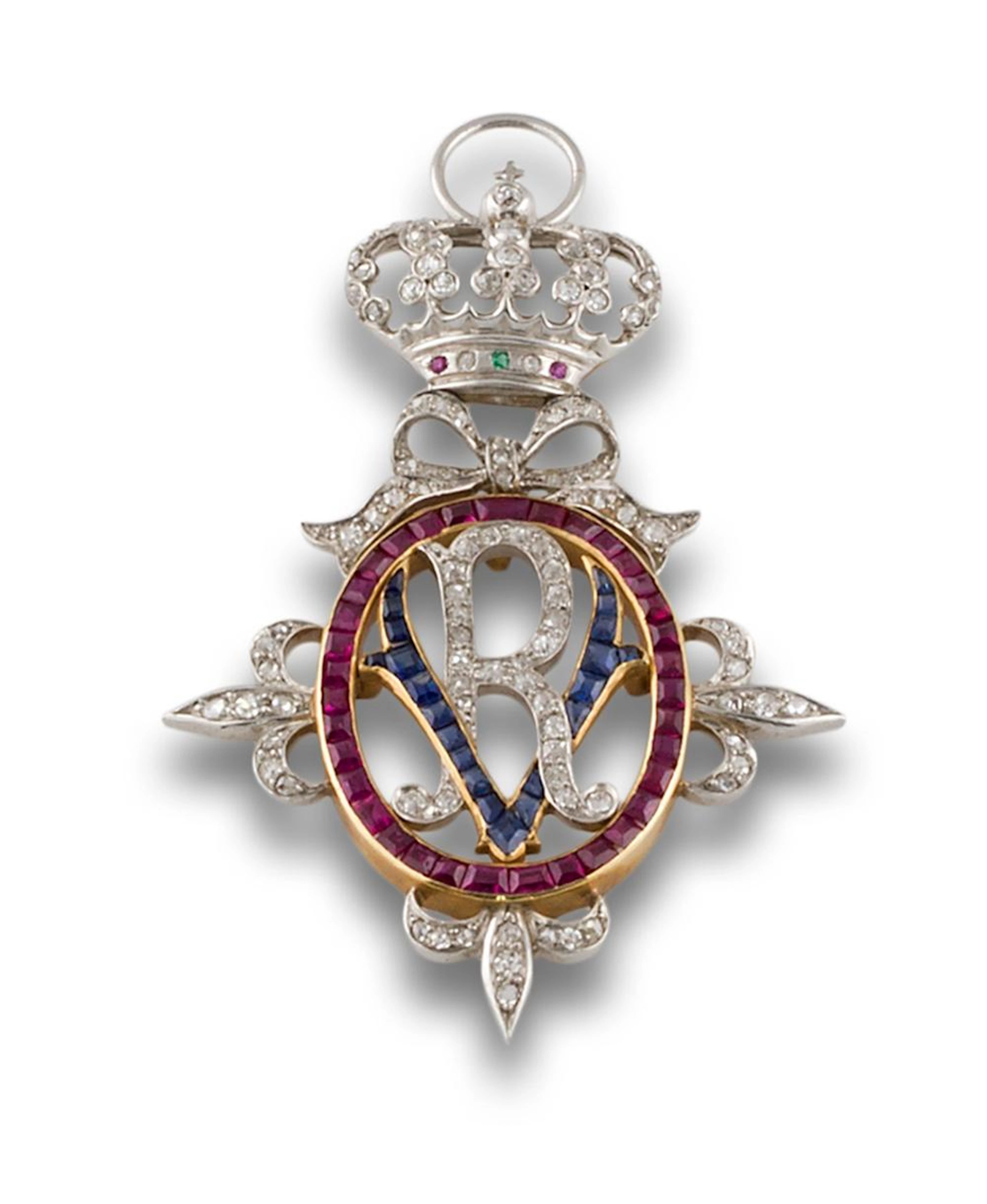 COLGANTE DE DAMA ORO DIAMANTES RUBIES DIAMANTES