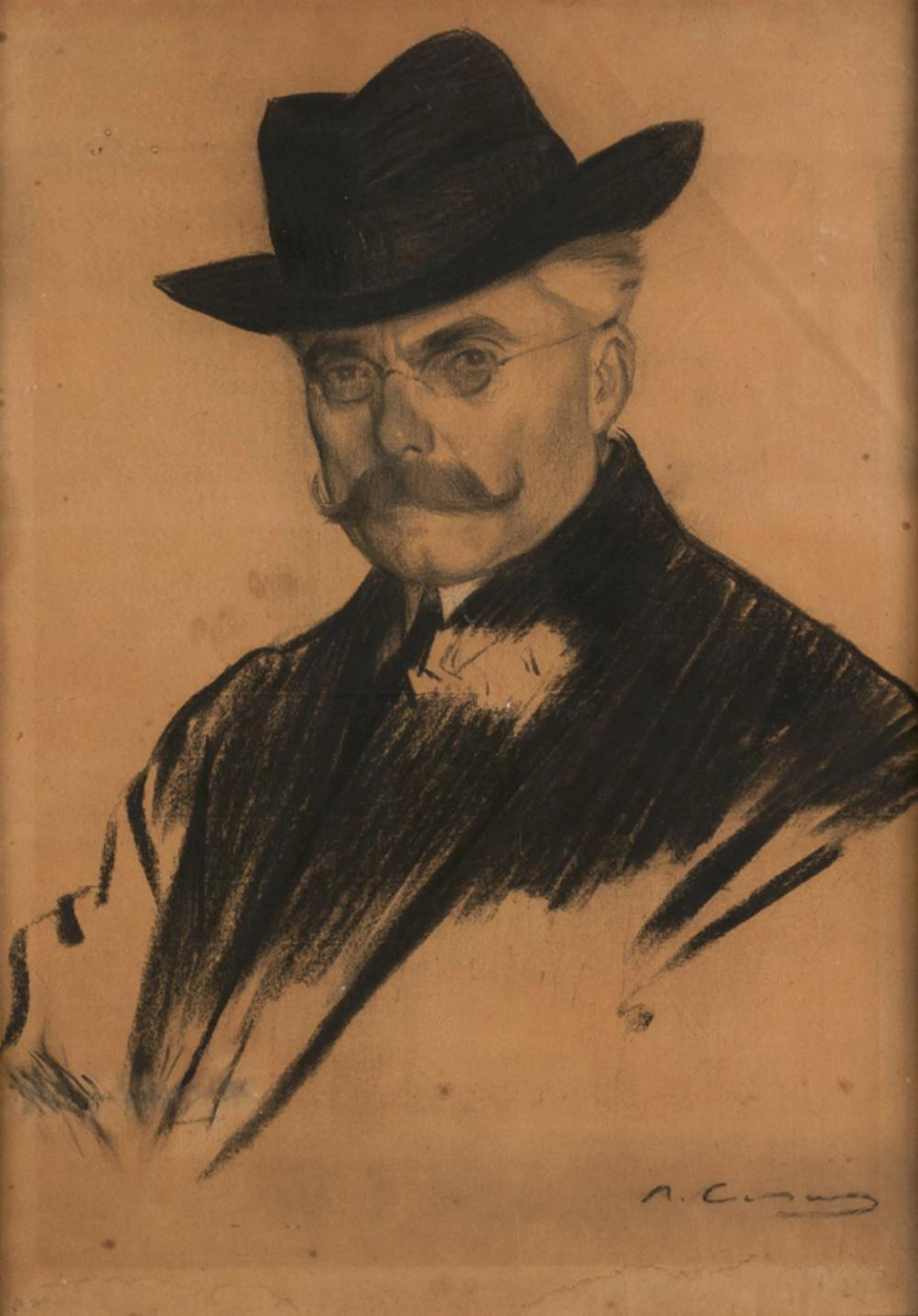 RAMÓN CASAS Y CARBO "Portrait of the musician Felipe Pedrell"