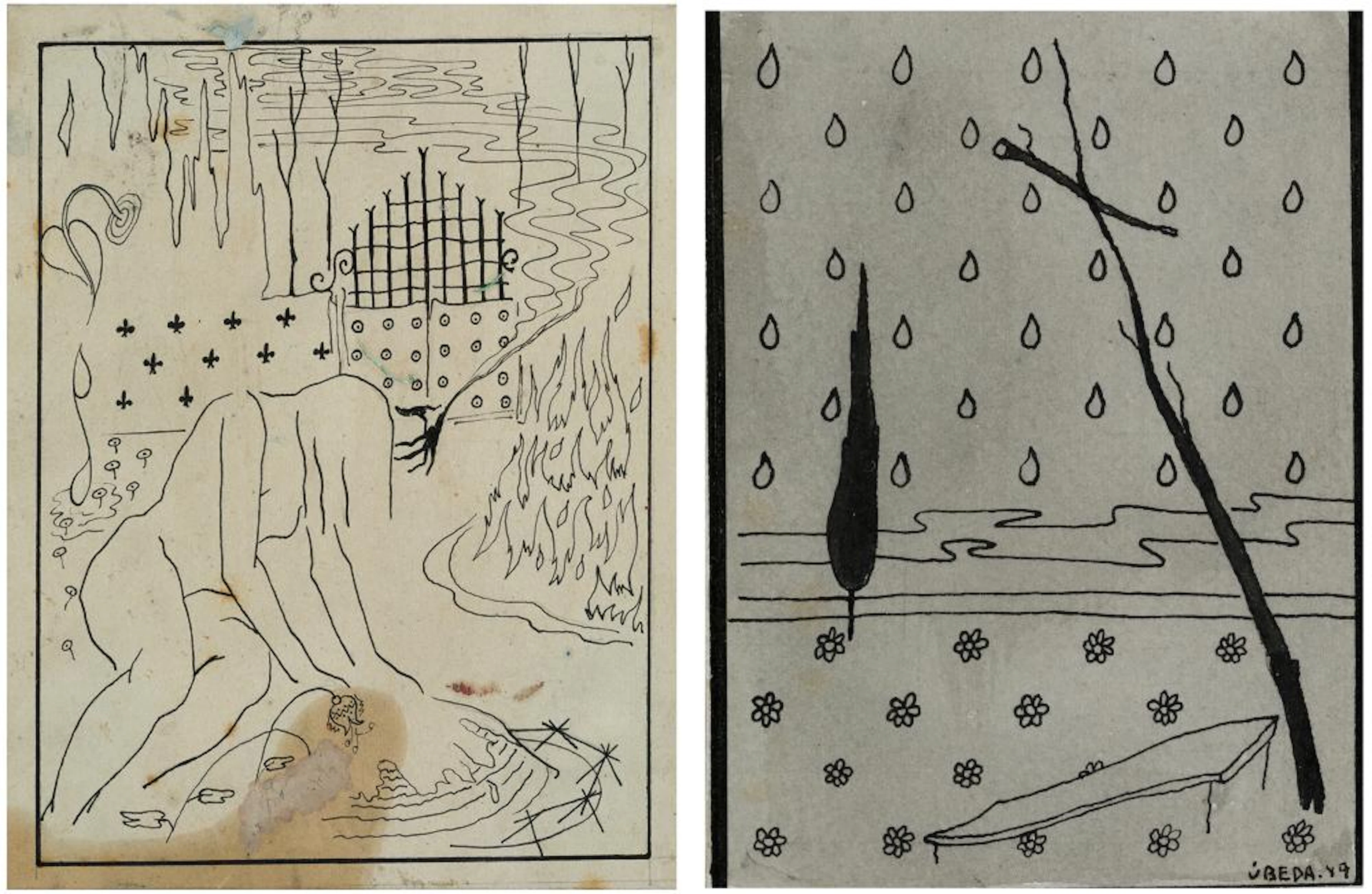AGUSTÍN ÚBEDA (1925 / 2007). "Landscape" and "Figure in landscape"