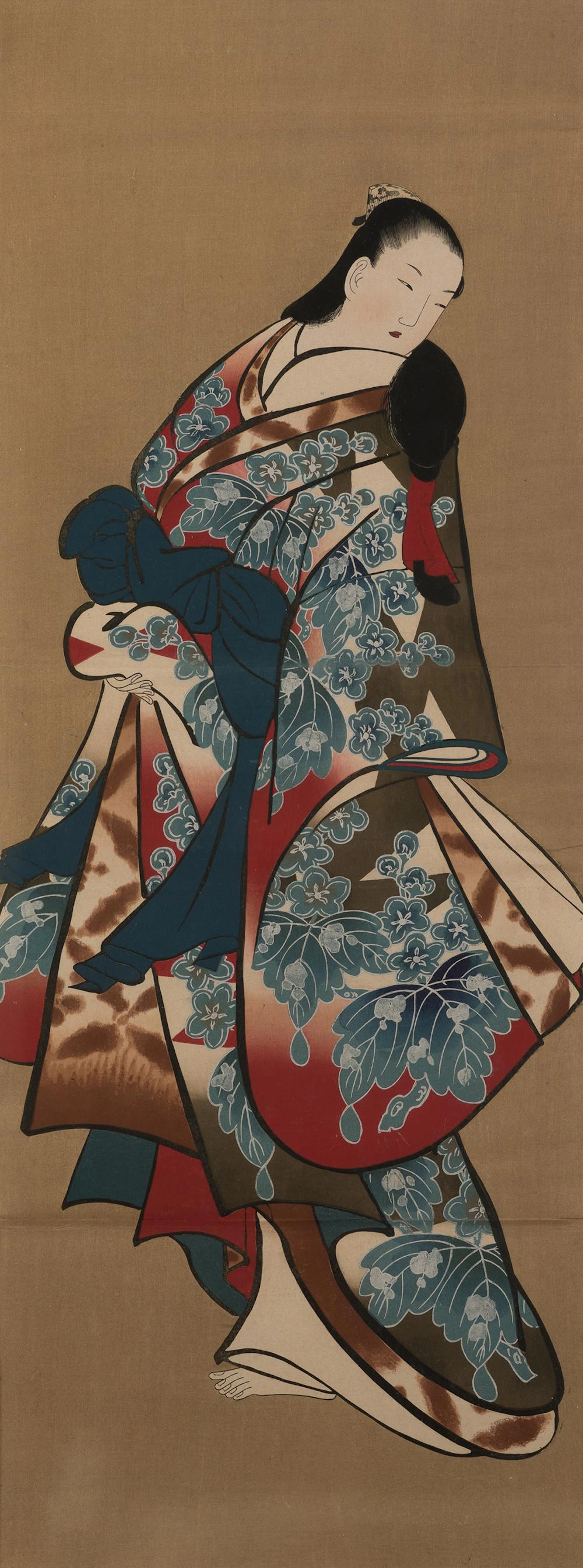 OKUMURA MASANOBU (1686 / 1764) "Figure with blue kimono"