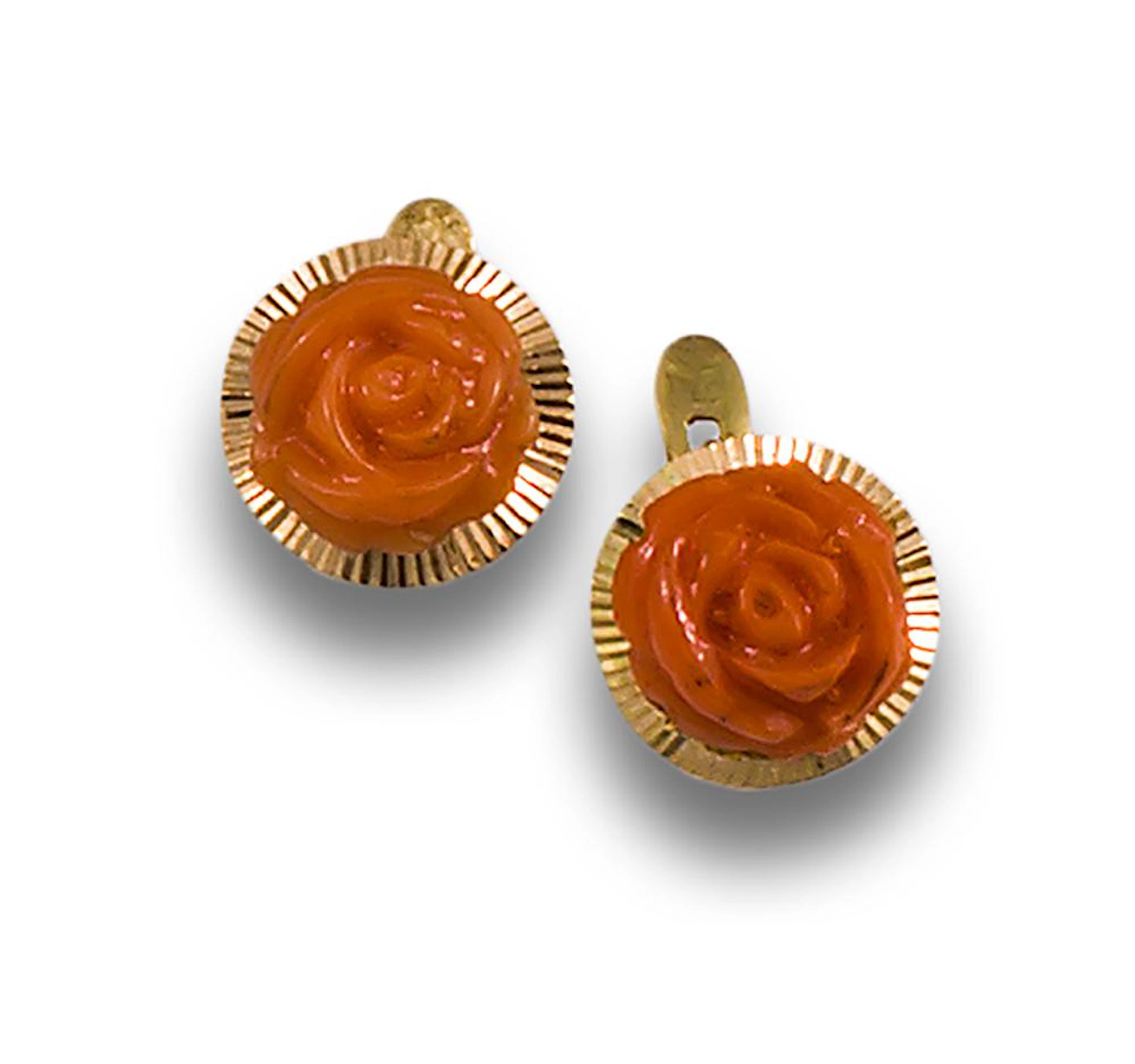 Earrings XIX, gold and coral