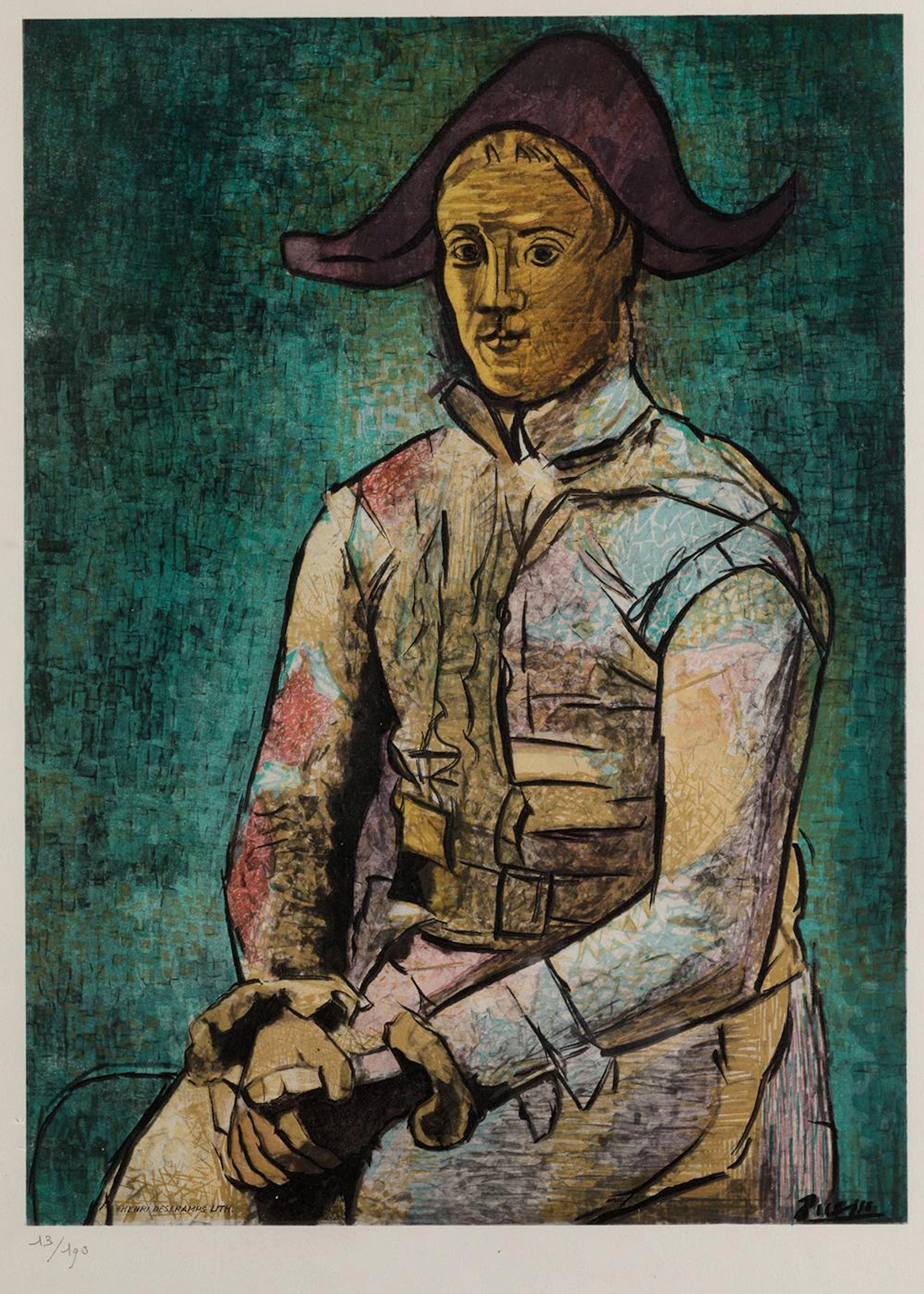 PABLO RUIZ PICASSO (1881 / 1973) "Sitting Harlequin"