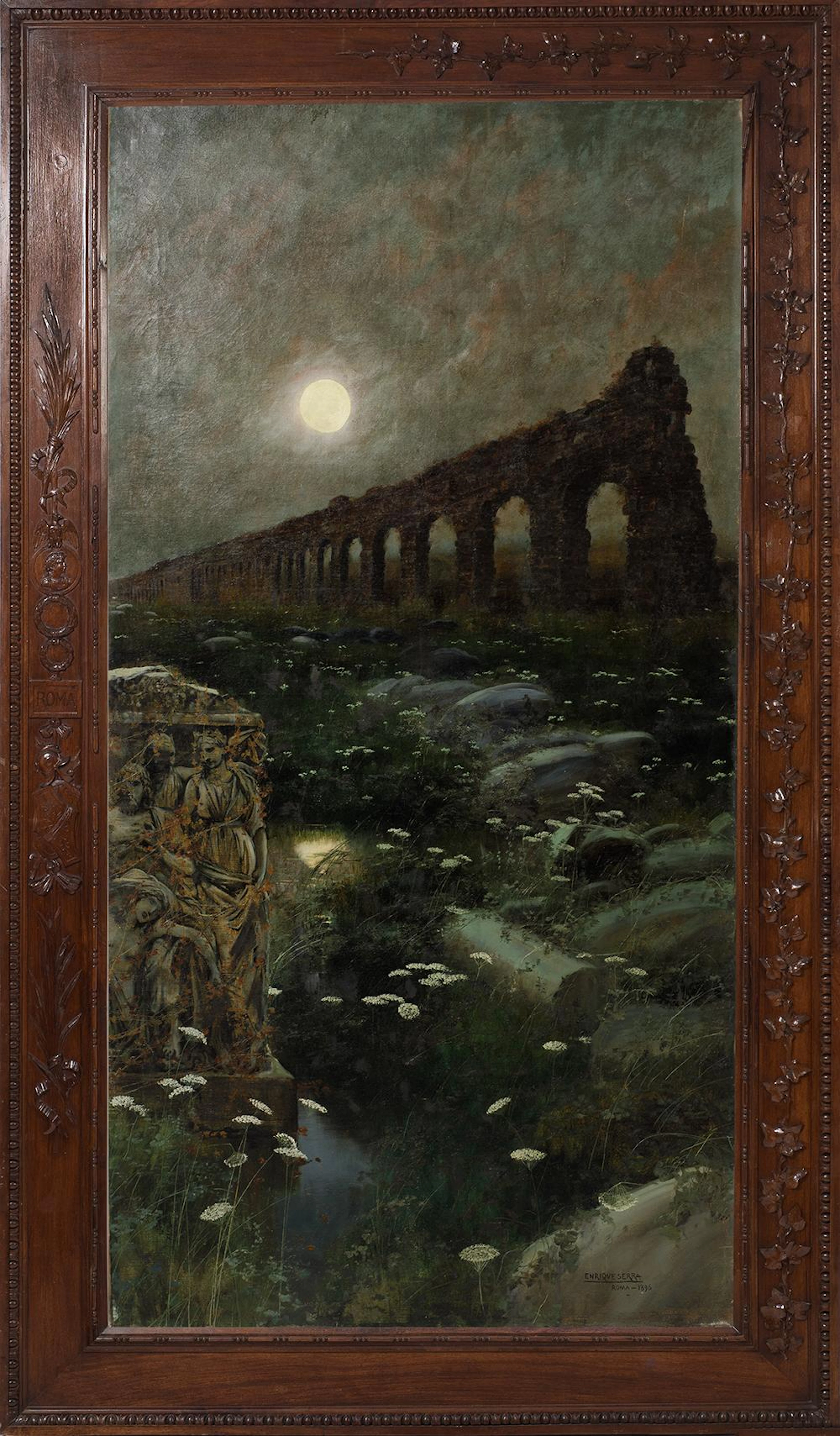ENRIQUE SERRA Y AUQUE (1859 / 1918) "Twilight in the Pontine Lagoons"