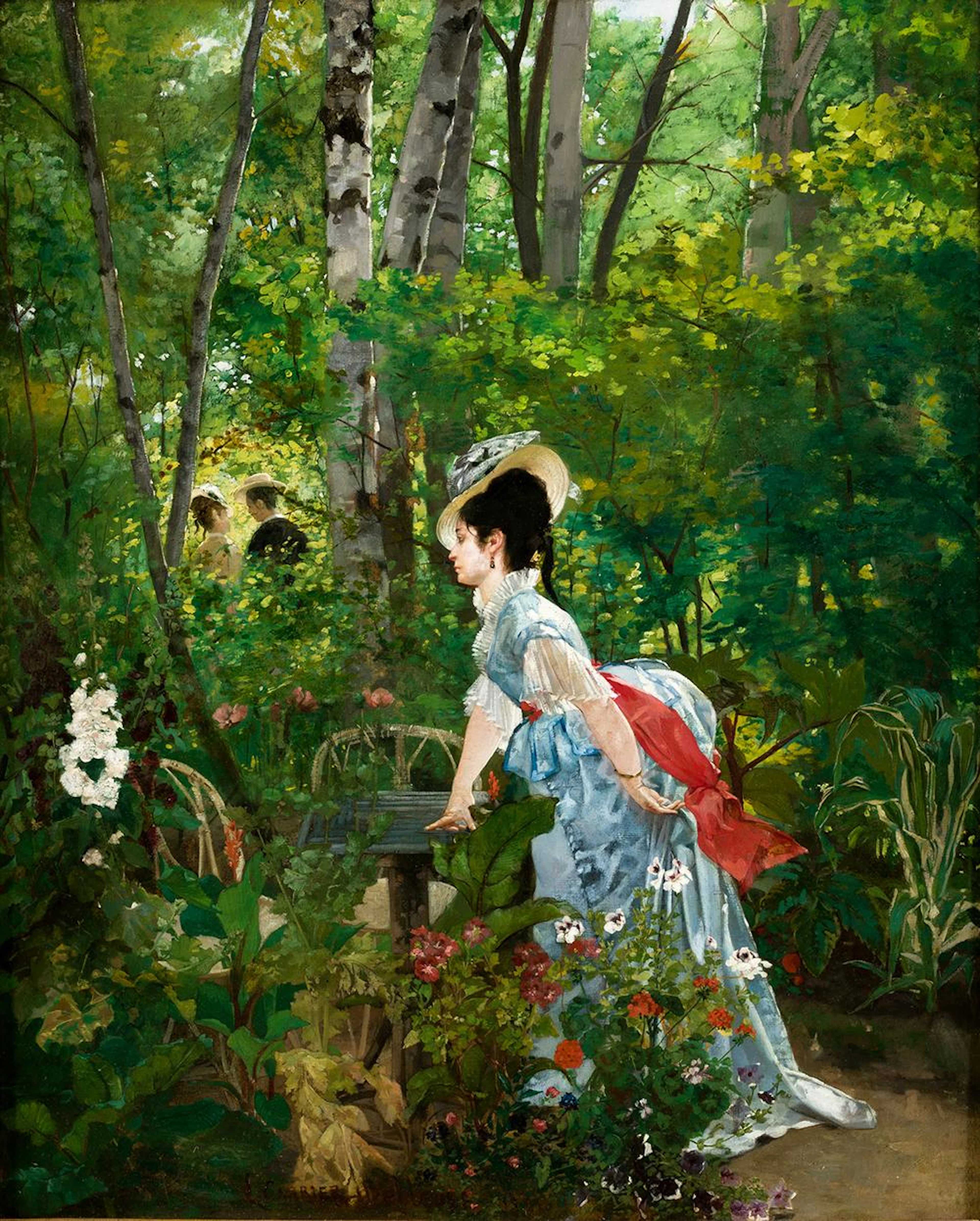 PIERRE CARRIER-BELLEUSE (1851 / 1932) "French Lady in a Park", 1887