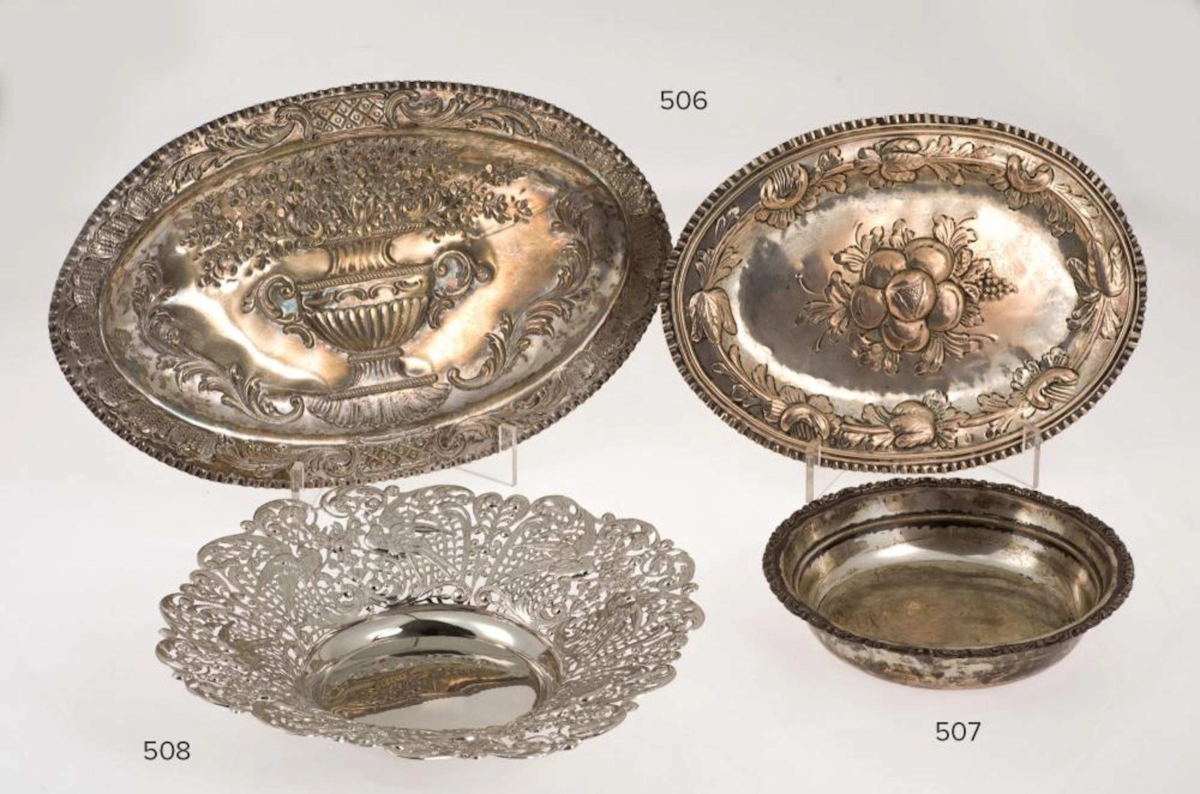 Pair of silver fountains, decoration surveyed.