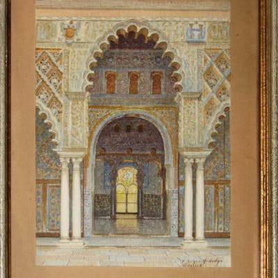 T. Liger Hidalgo: "Moorish door in the patio of the maidens. Alcazar